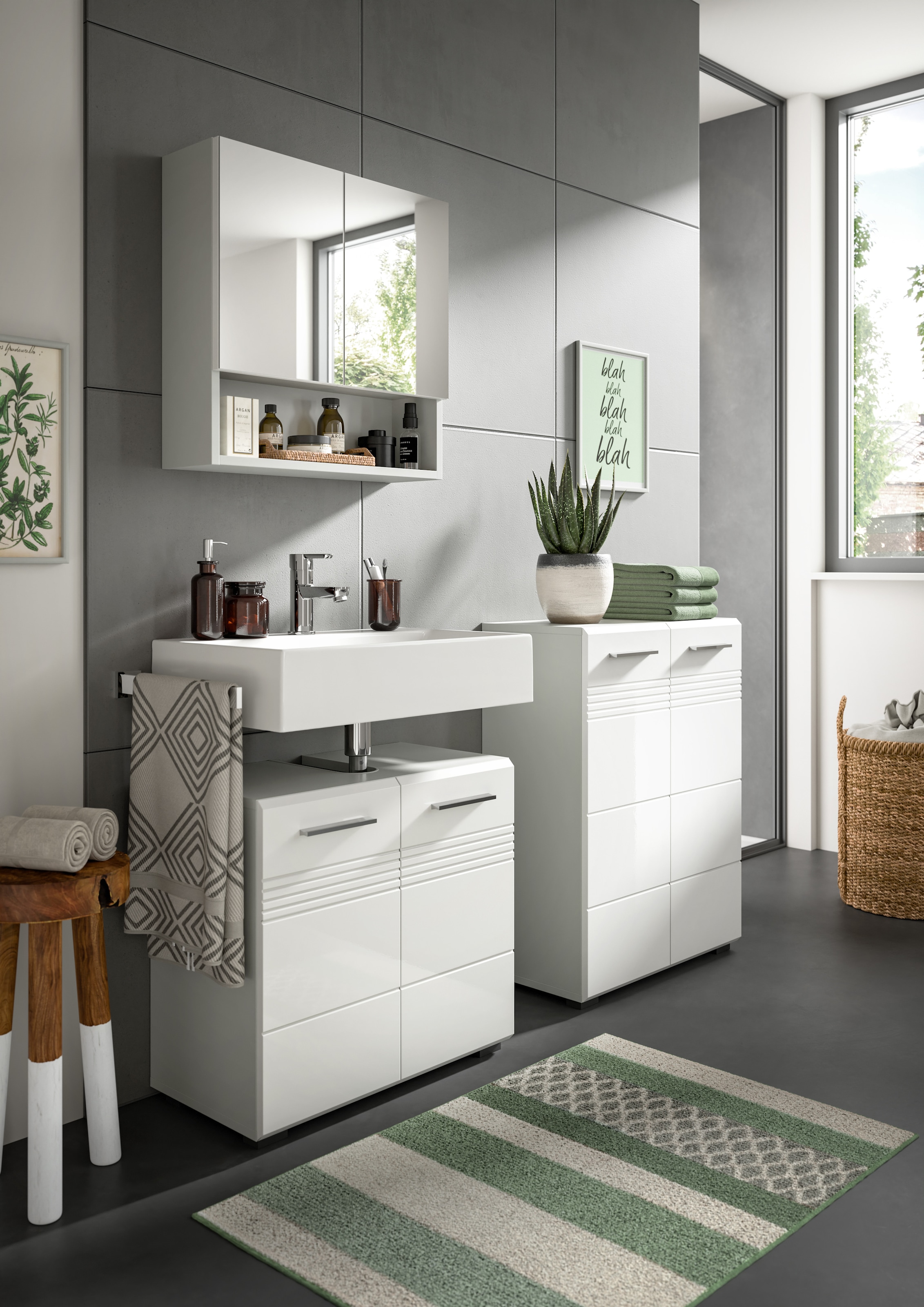 welltime Spiegelschrank »Calcio, Breite 55 cm, 2 Spiegeltüren, 1 Einlegboden, 3 Fächer«, Badschrank, Bad-Möbel, Badezimmer