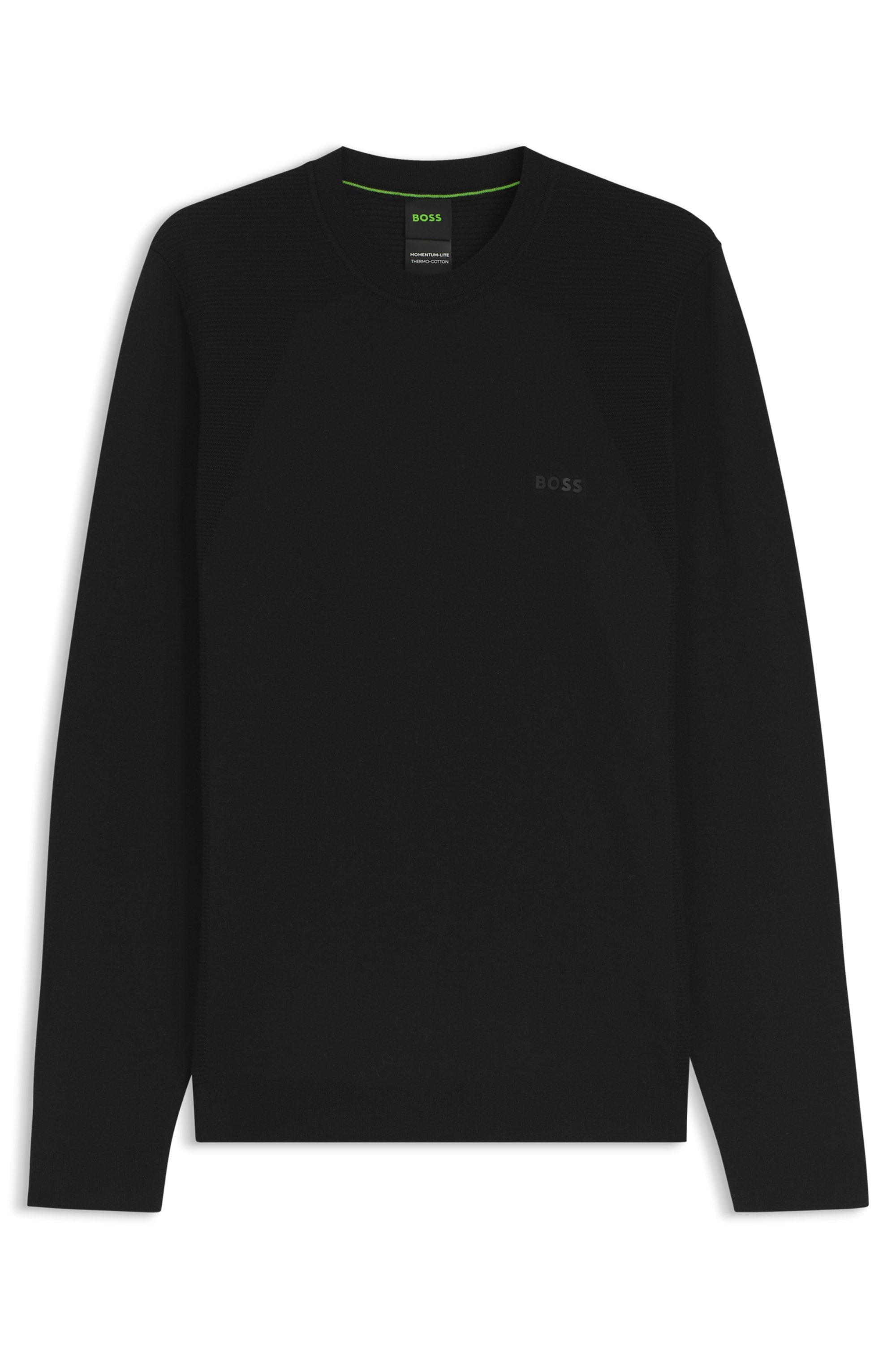 BOSS GREEN Strickpullover Rundhalsauswschnitt, Regular Fit, Struktur-Strick