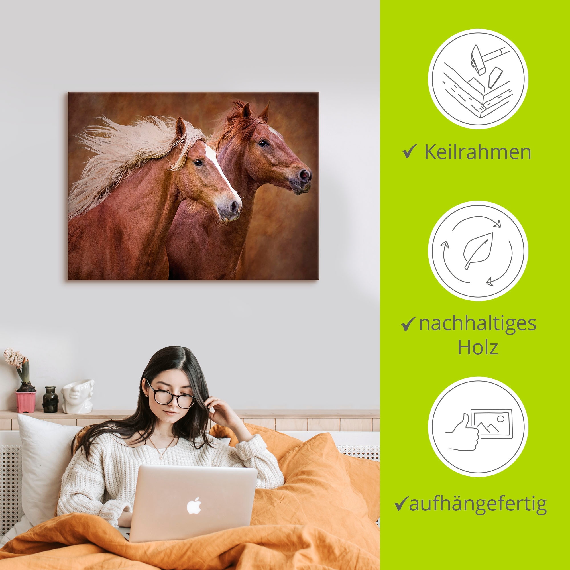 Artland Leinwandbild »Reinrassige Pferde I« Haustiere 1 Stk. tlg. auf Holzrahmen gespannt
