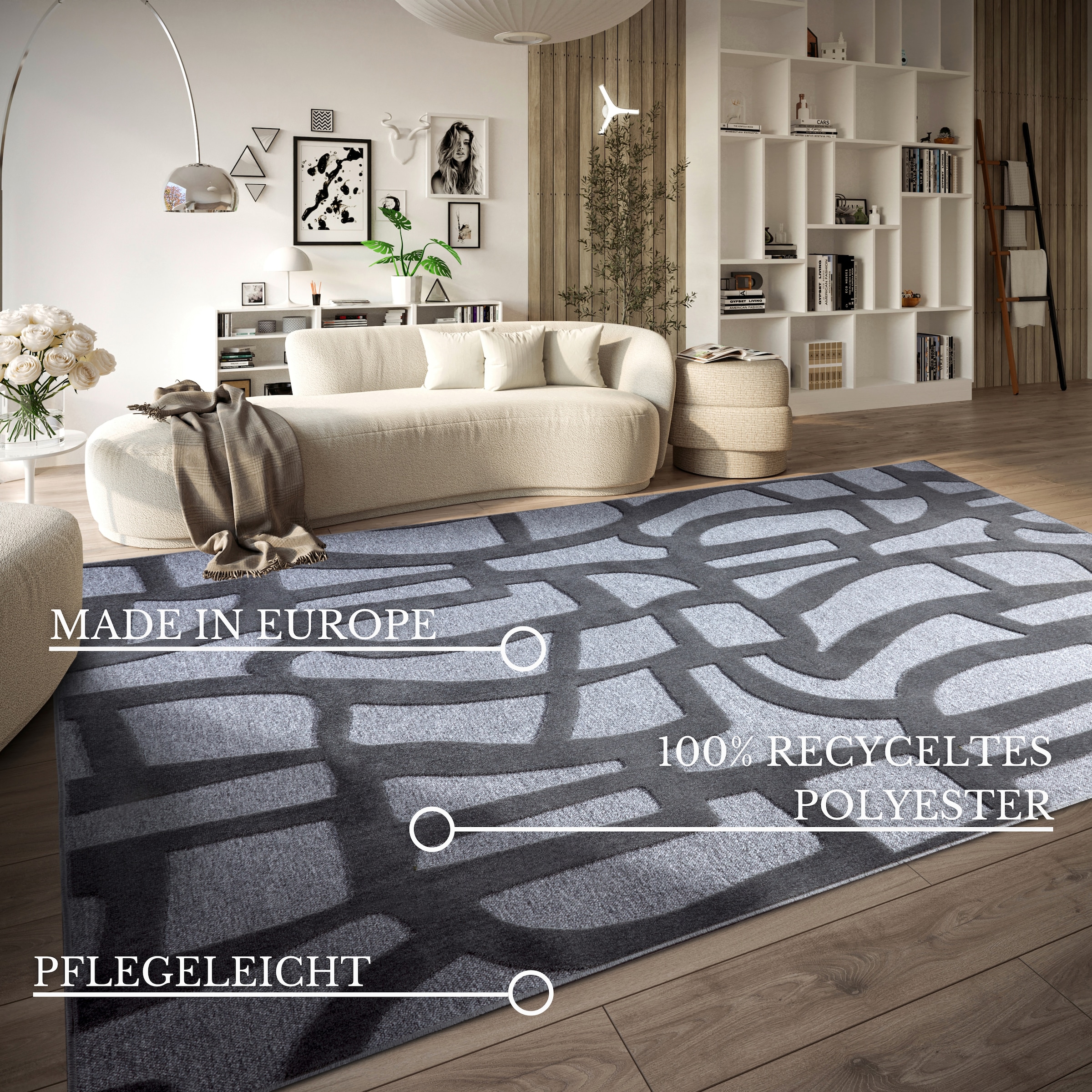 Villeroy & Boch Teppich »Therese«, rechteckig, 5,5 mm Höhe, Wohnzimmer, Schlafzimmer, Modern, Hoch-Tief Effekt, Flur