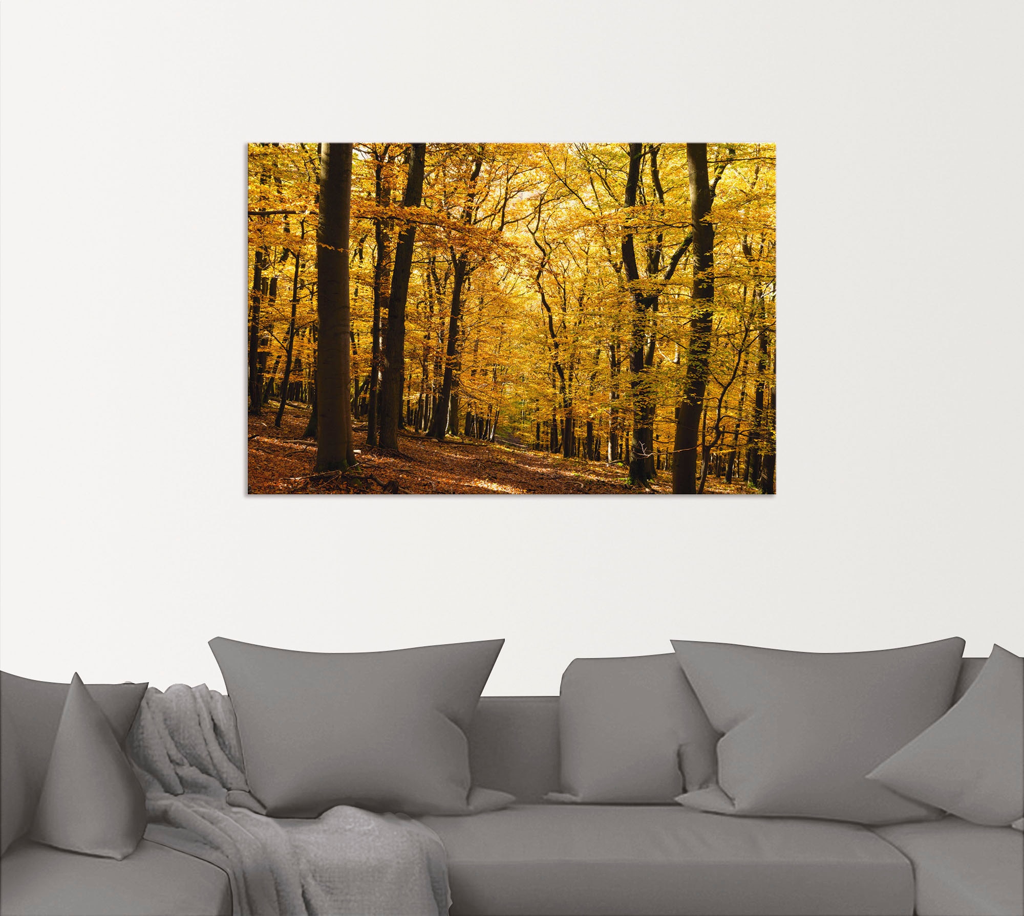 Artland Wandbild »Spaziergang im Herbstwald«, Wald, (1 St.), als Alubild, Outdoorbild, Leinwandbild, Poster in verschied. Größen