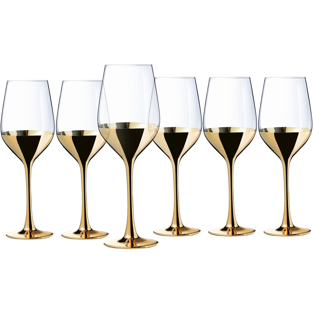 Leonique Weinglas »Trinkglas Donella«, (Set, 6 tlg.), Gläser Set, mit Golddekor, 6-teilig