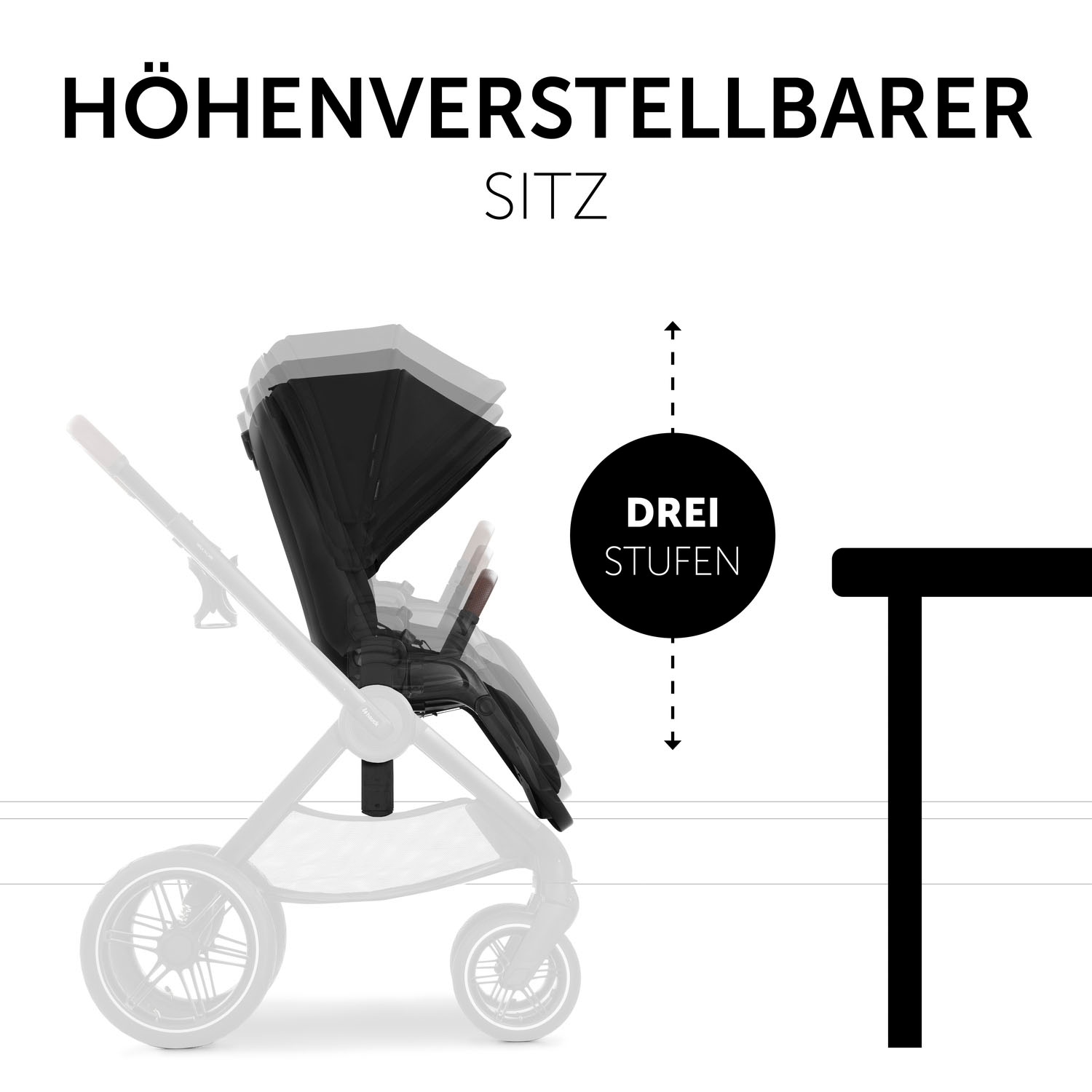 Hauck Kombi-Kinderwagen »Walk N Care Air Set, black«, 22 kg, belastbar bis 22 kg