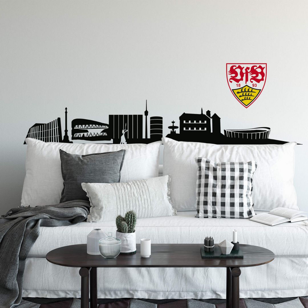 St.) Wandtattoo Skyline bequem (1 bestellen Logo«, mit Wall-Art Stuttgart »VfB