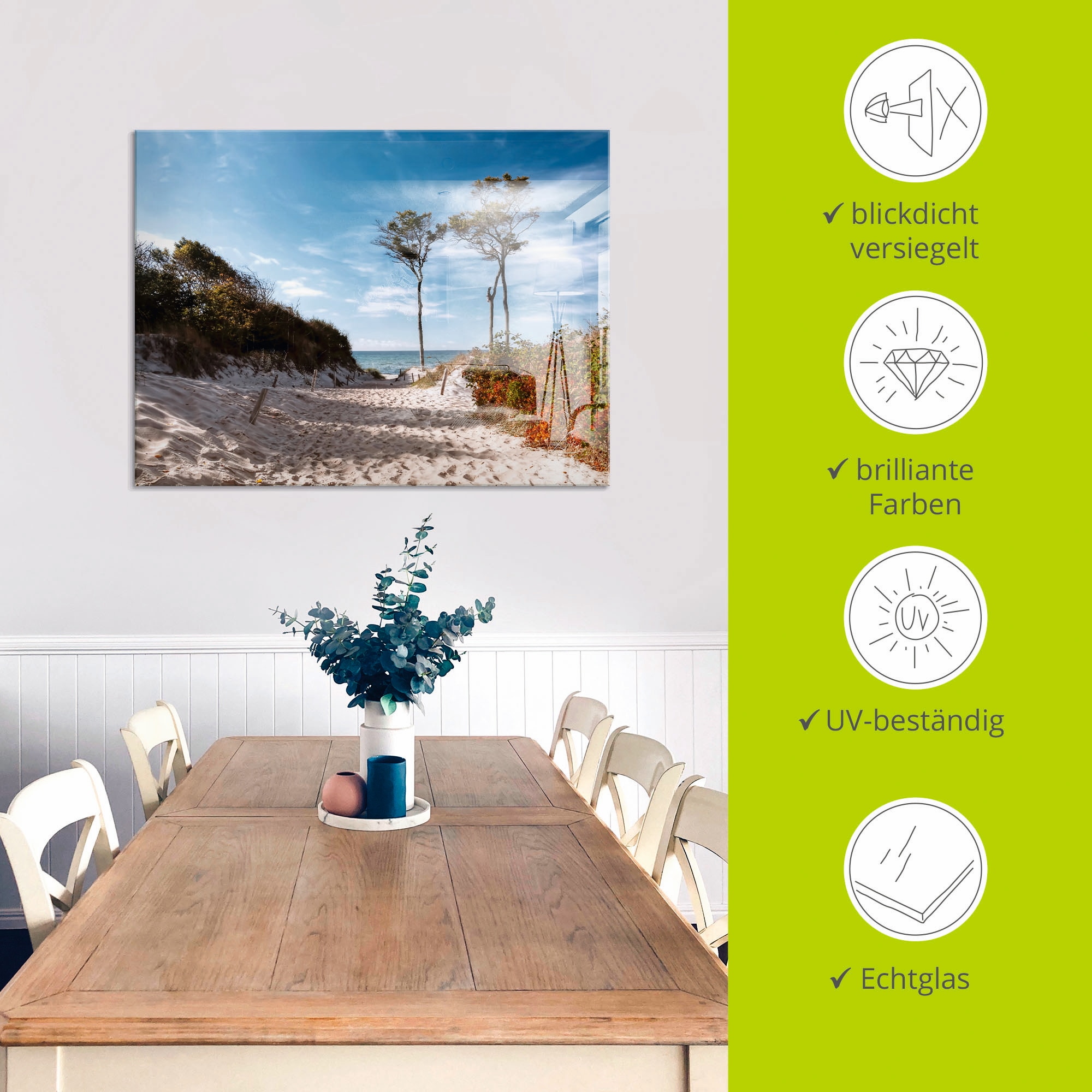 Artland Glasbild »Weststrand Darss« Strand 1 Stk. tlg. in verschiedenen Größen
