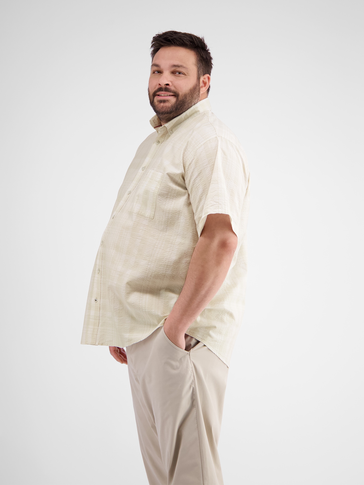 LERROS Kurzarmhemd »Kariertes Seersucker-Kurzarmhemd in Großen Größen 3XL bis 6XL«