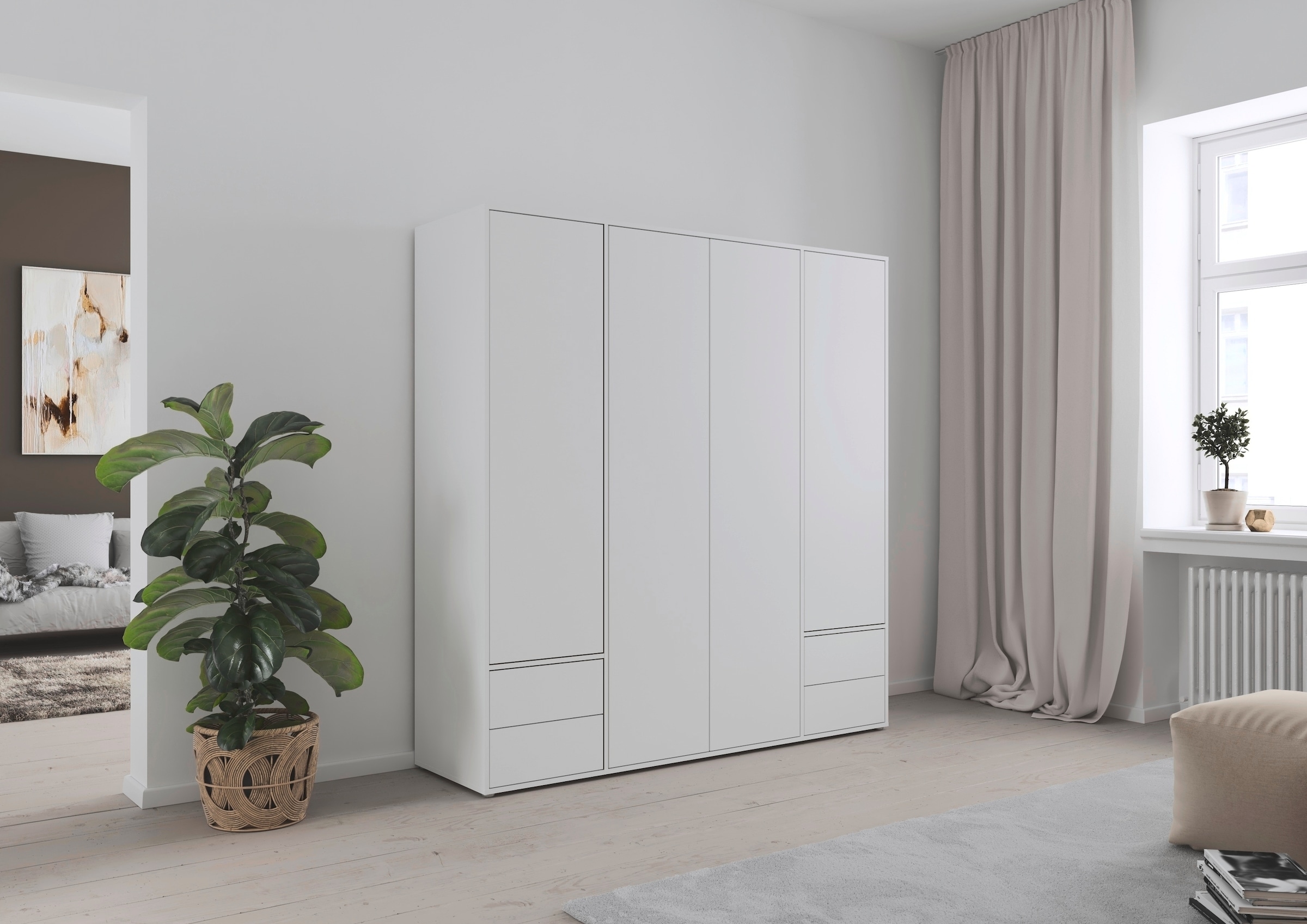 rauch Drehtürenschrank »Kleiderschrank Schrank Garderobe Wäscheschrank NABILA viel Stauraum«, (in 3 verschiedenen Ausstattungen BASIC/CLASSIC/PREMIUM), mit 2 Schubladen und Push-to-Open Funktion TOPSELLER MADE IN GERMANY