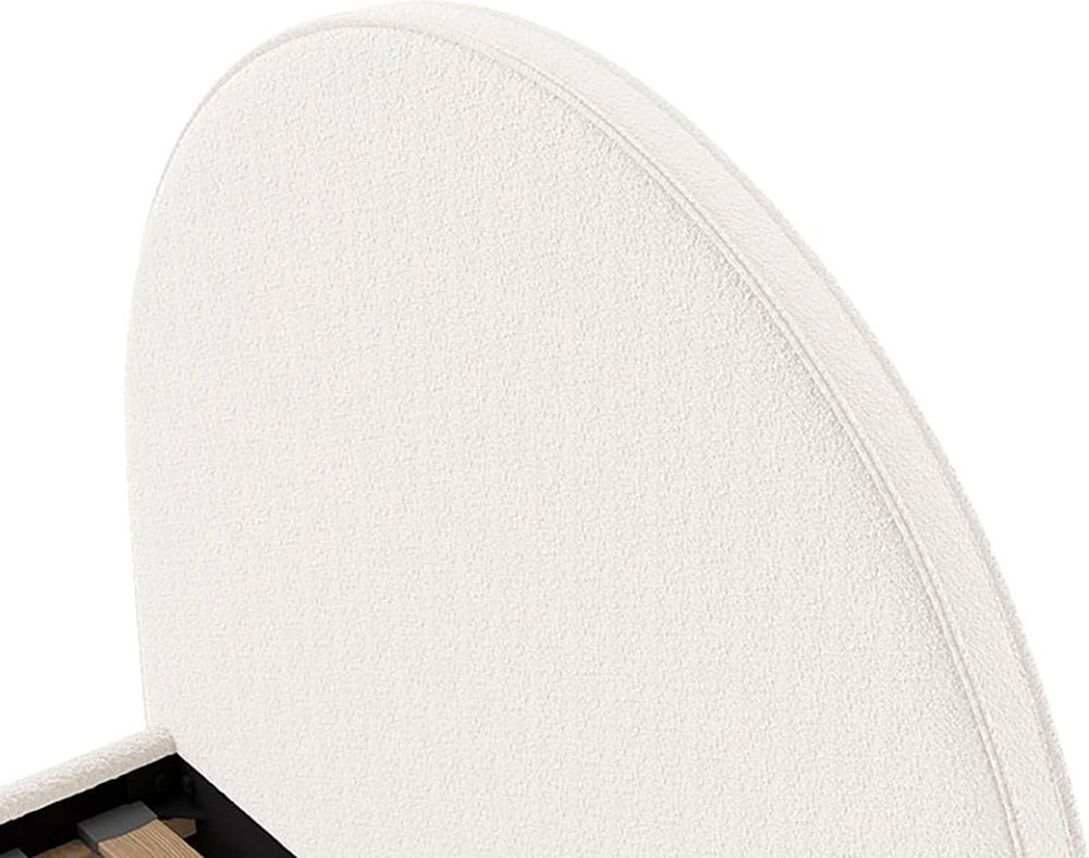 Vipack Polsterbett »Moon, mit flauschigem Bouclé Stoff in verschiedenen Farben« B/H/T ca. 147x132x212cm, gebogenes Kopfteil, Füße Massivholz,  inkl. Rolllattenrost, wahlweise 2 Breiten und verschiedene Farben