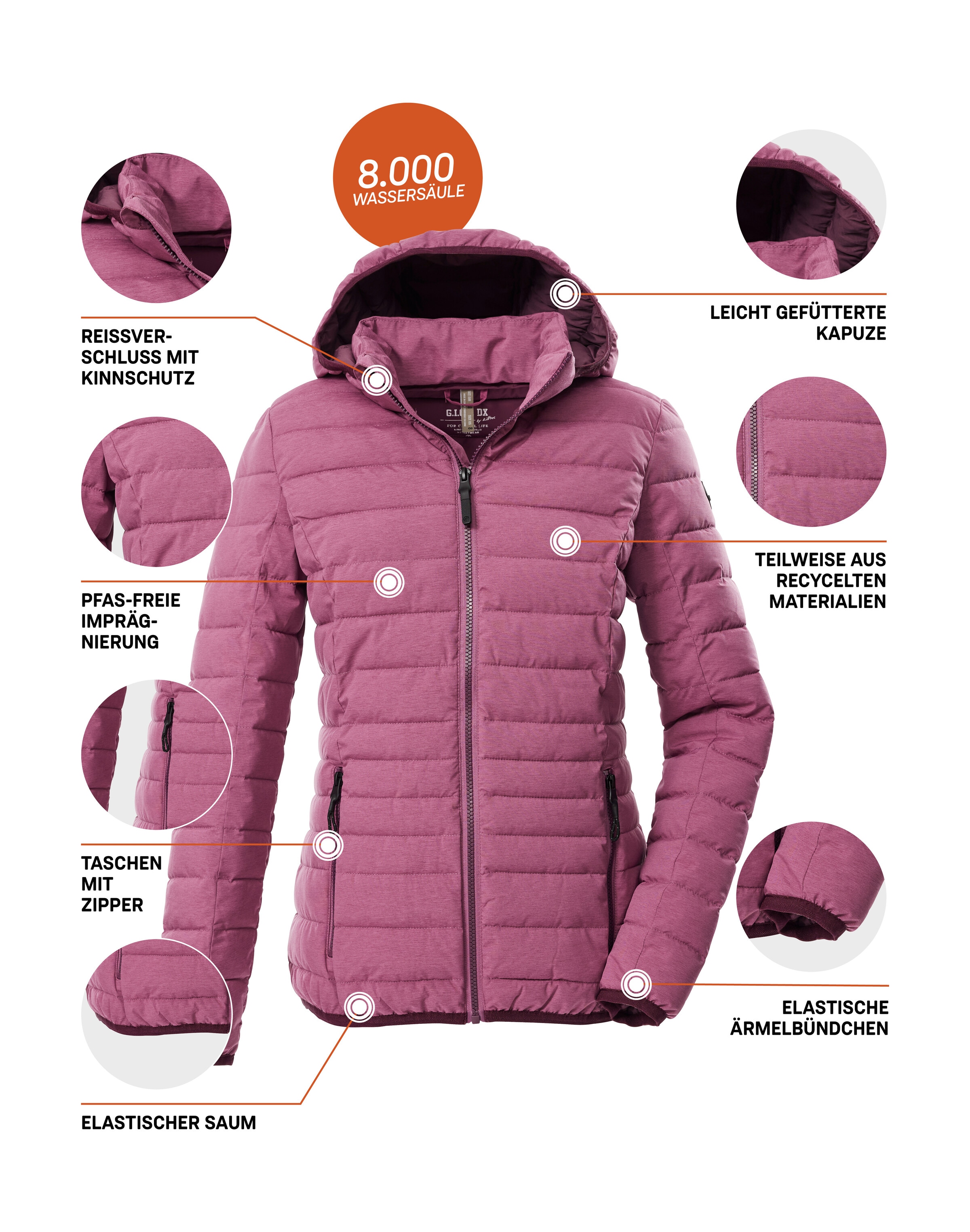 G.I.G.A. DX by killtec Steppjacke »GW 49 WMN QLTD JCKT« Wind- und wasserabweisende Damen Steppjacke mit 8.000 mm Wassersäule