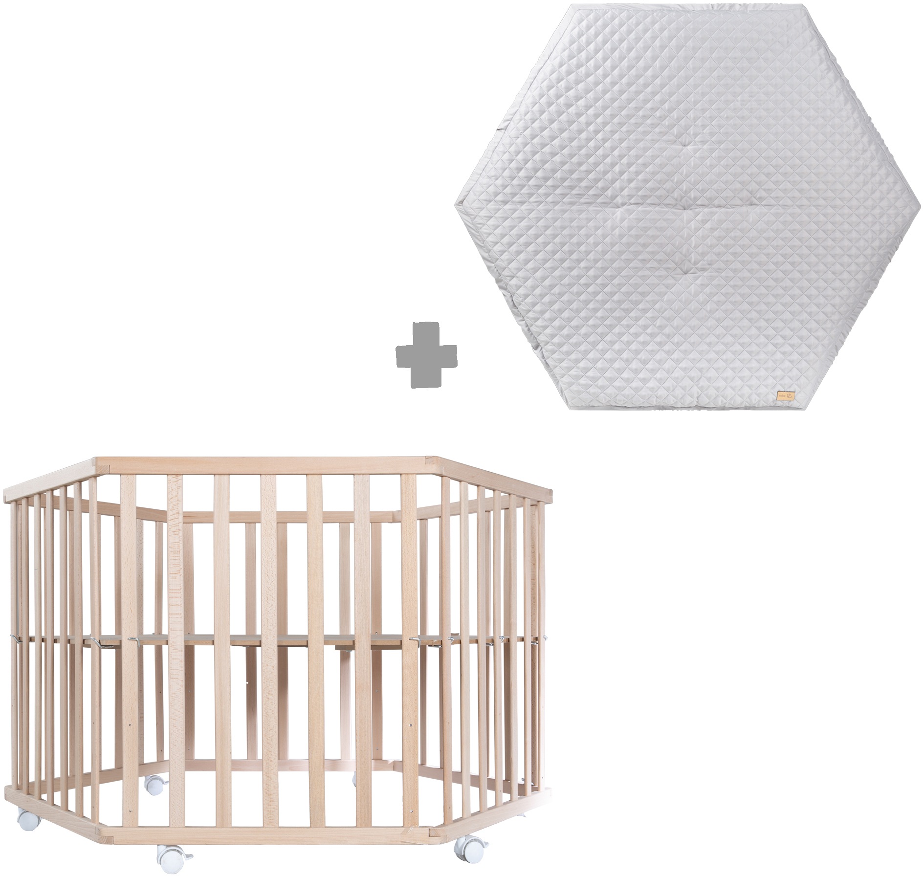 roba® Laufgitter »Style, buche, 6-eckig«, bis 15 kg, mit Schutzeinlage und Nestchen