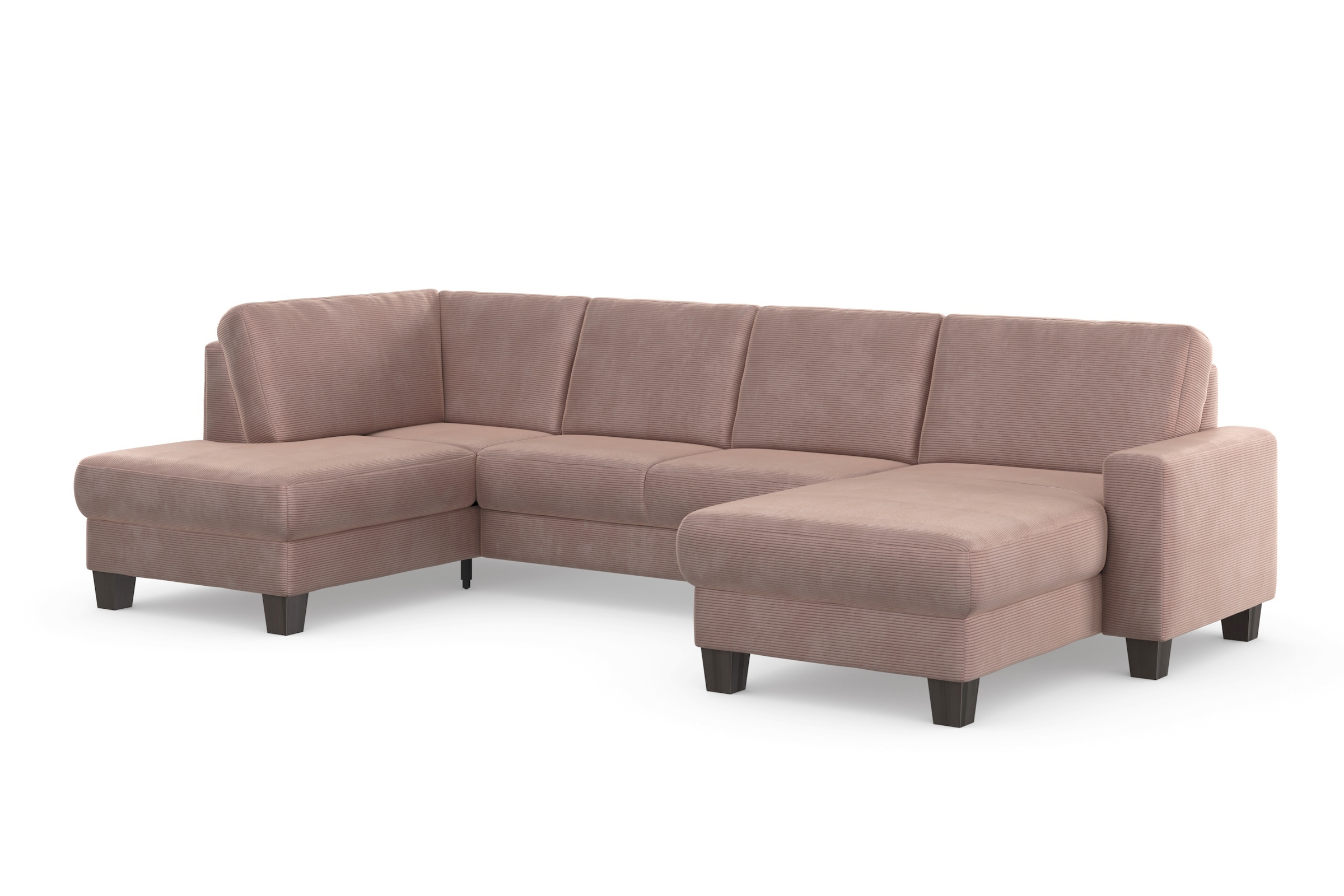 Home affaire Wohnlandschaft »Summer U-Form« mit oder ohne Bettfunktion und Bettkasten, wengefarbene Holzfüße