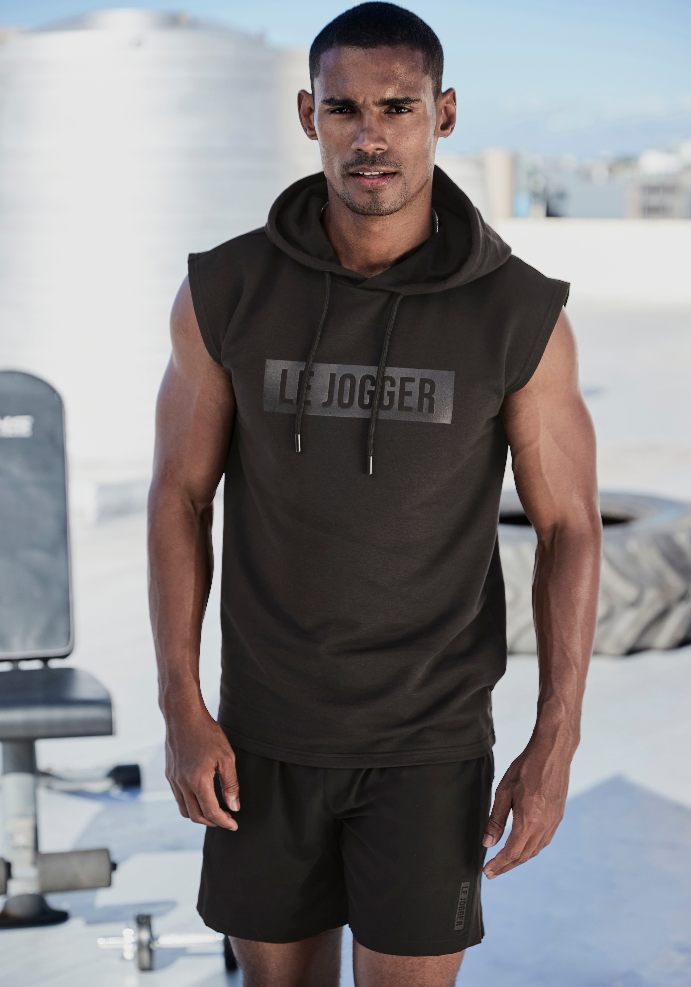 le jogger® Kapuzenpullover, mit Druck und Kordelzug