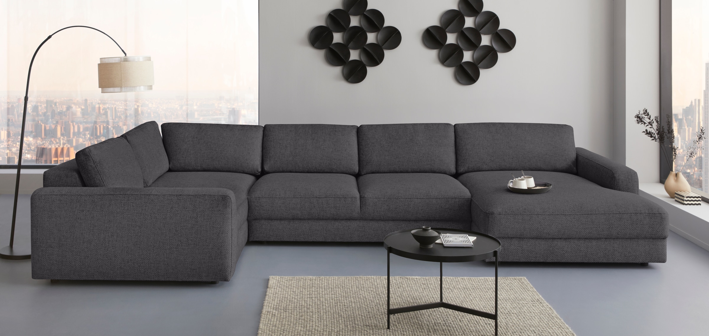 Places of Style Sofa-Mittelelement »Bloomfield Mega Hocker in 2 Größen«, passende Erweiterung zur Serie "Bloomfield", als Mittelelement passend