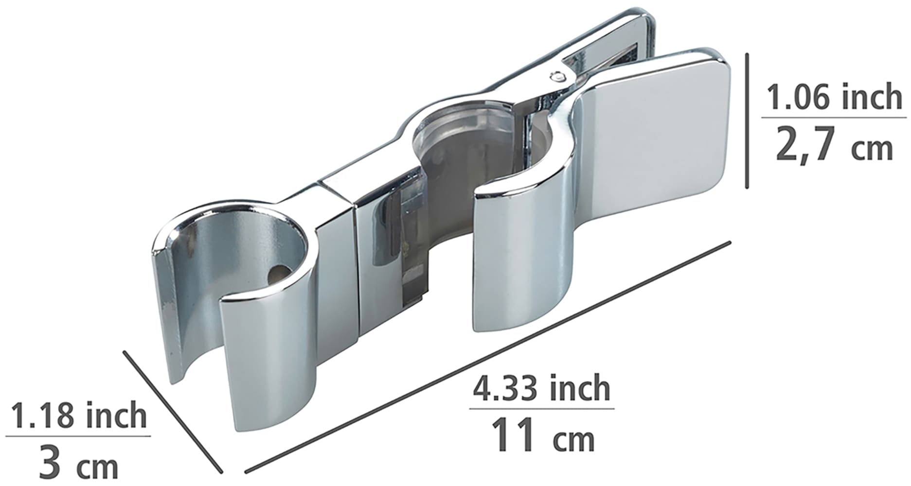 WENKO Brausehalter »Duschkopfhalter Metall Chrom«, Universal-Handbrausehalterung zum Klemmen, für Stangen mit Ø 19-25 mm