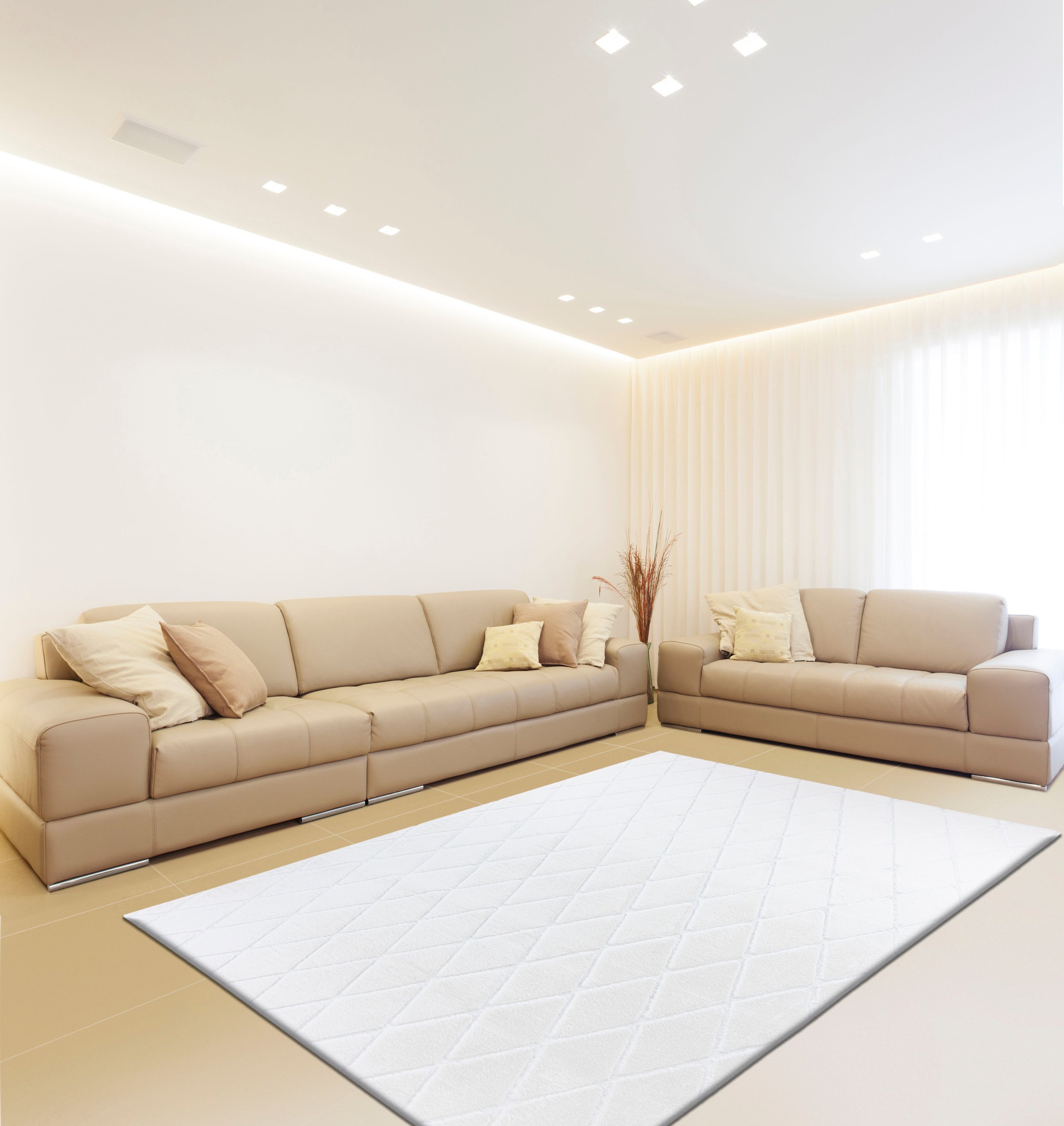 calo-deluxe Teppich »Jardan-2000« rechteckig 20 mm Höhe besonders weich durch Microfaser, Rauten-Design