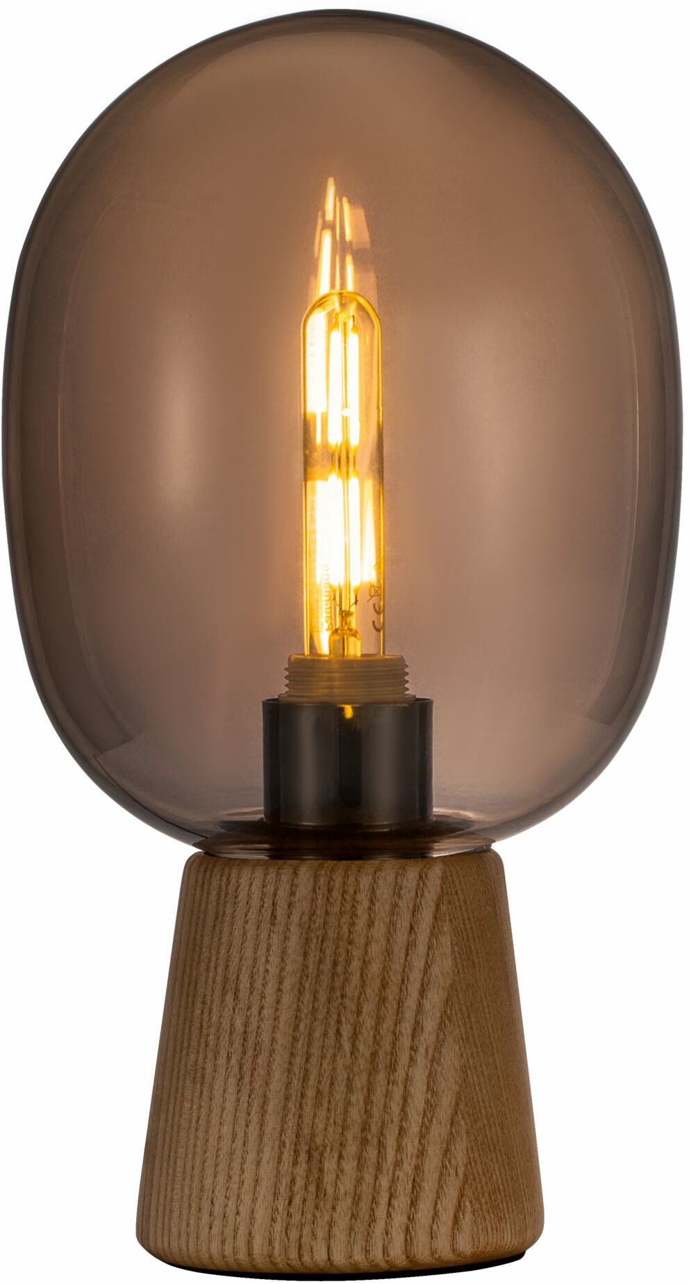 Pauleen Tischleuchte »Mystical Gleam«, 1 flammig, Leuchtmittel E27 | ohne Leuchtmittel, E27, max. 20W E27, Rauchglas/Holz, 230V