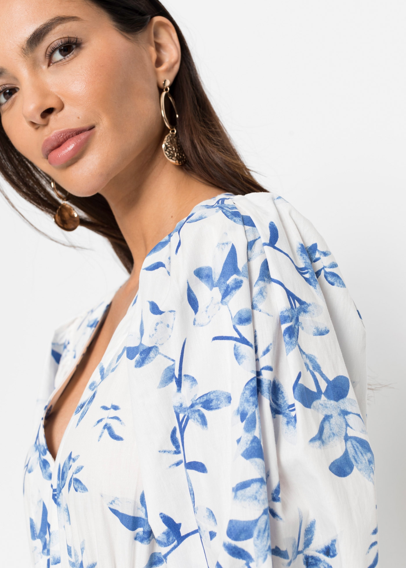 bonprix Minikleid für eleganten Look, aus Baumwolle, A-Linie Passform, Kurzarm-Design