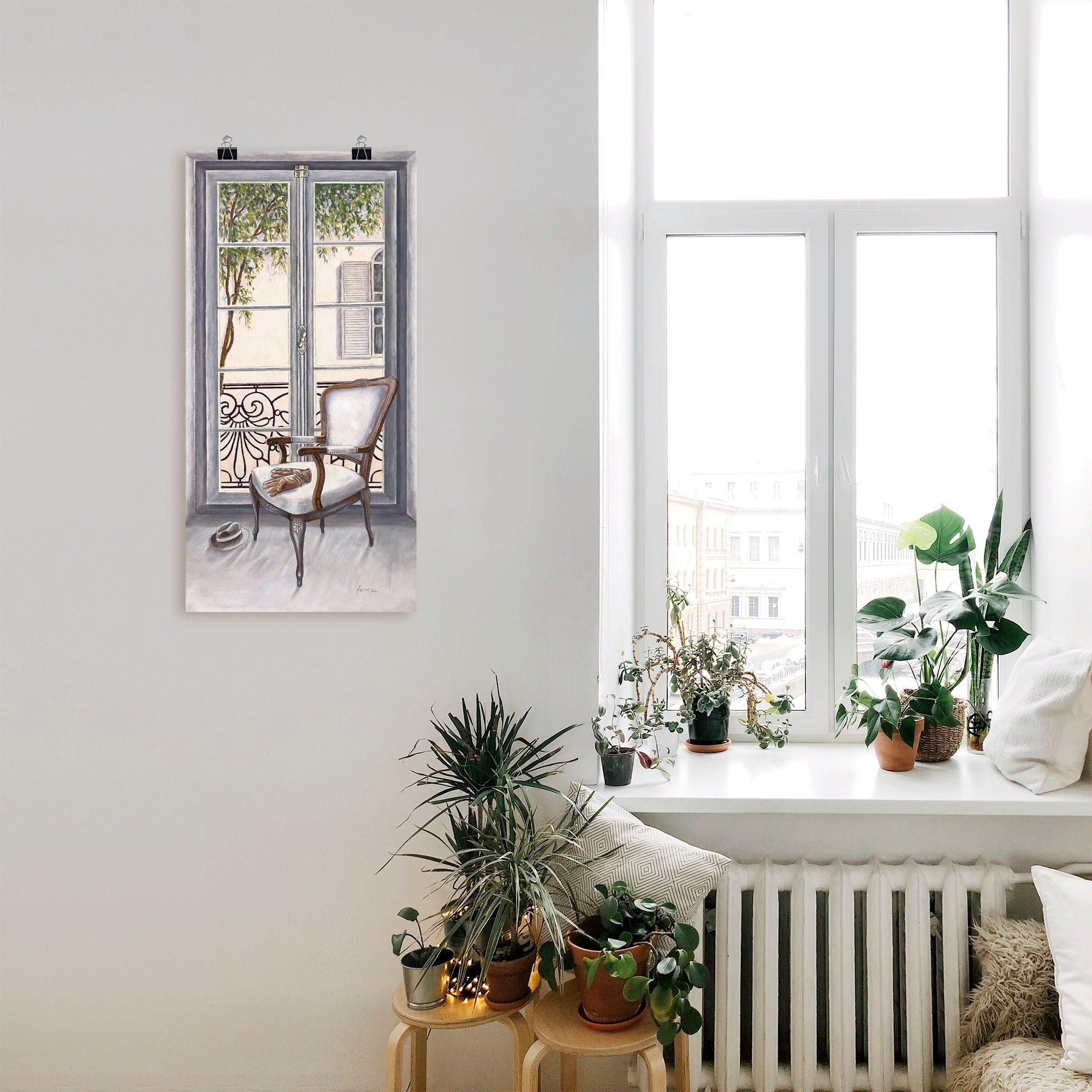 Artland Wandbild »Sessel vor einem Fenster«, Innenarchitektur, (1 St.), als Alubild, Outdoorbild, Leinwandbild, Poster, Wandaufkleber