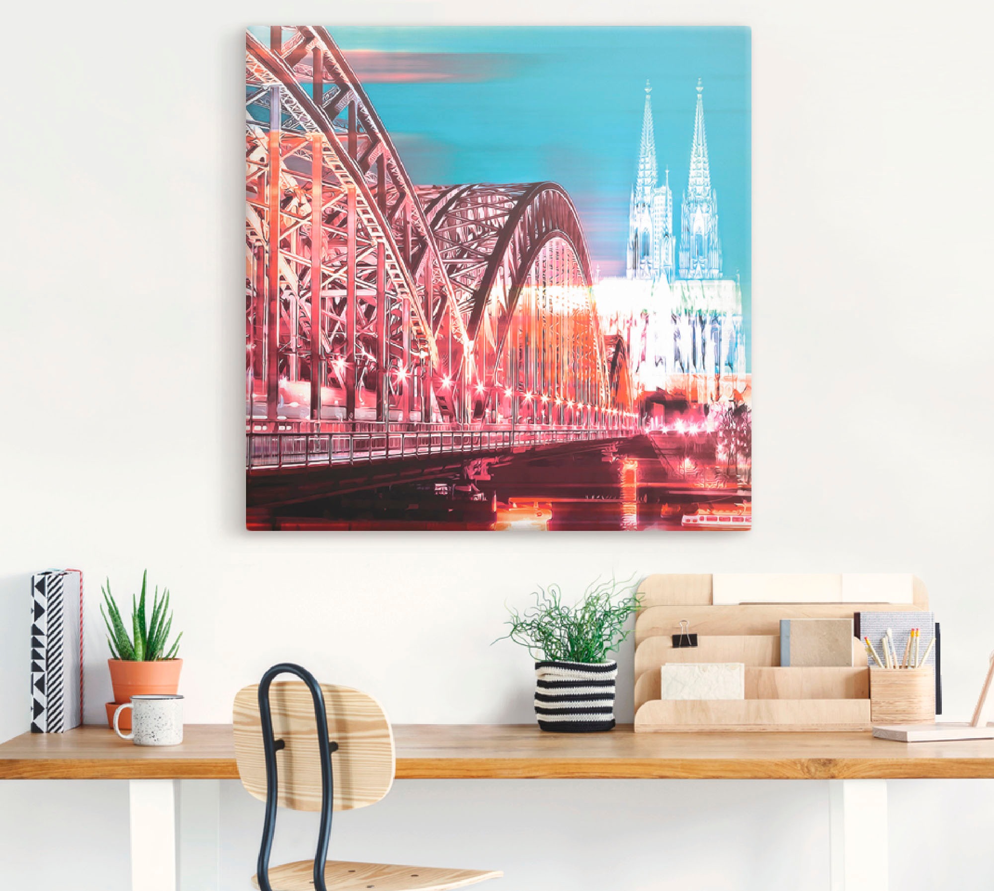 Artland Wandbild »Köln Skyline Abstrakte Collage 13«, Brücken, (1 St.), als Leinwandbild, Wandaufkleber oder Poster in versch. Größen
