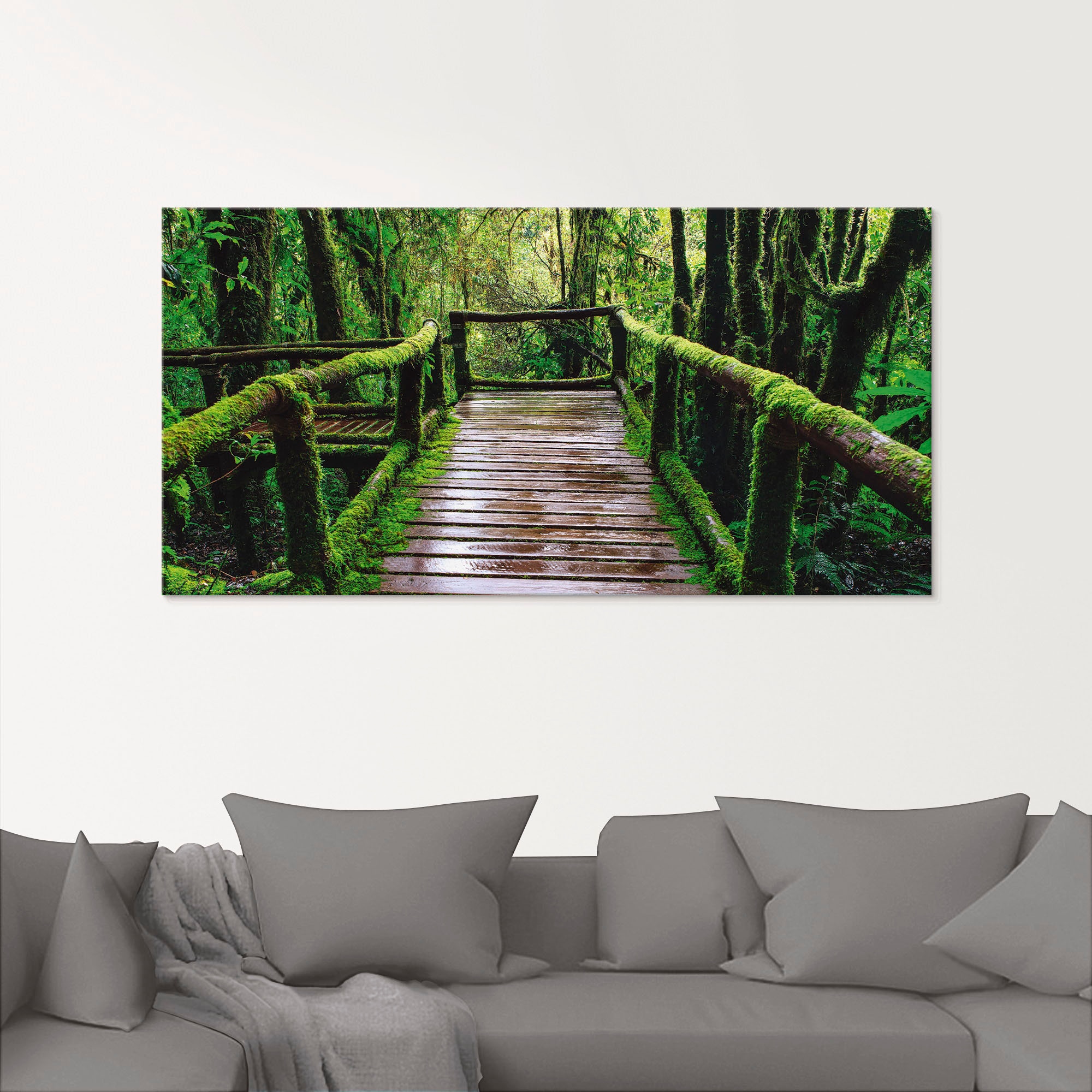 Artland Glasbild »Brückenpfad im Wald«, Asien, (1 St.), in verschiedenen Größen