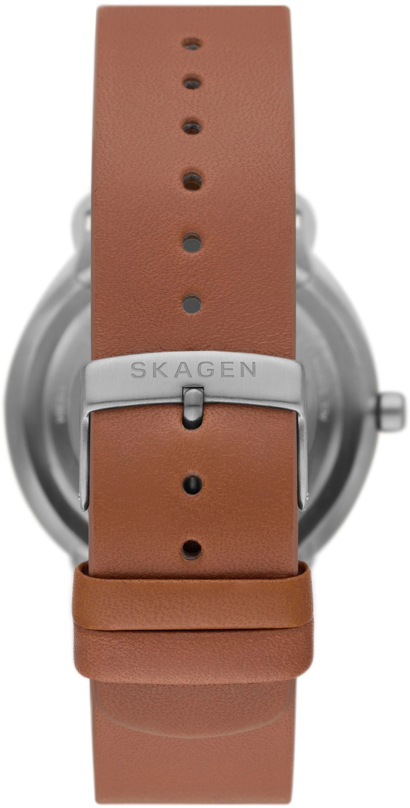 Skagen Quarzuhr »RIIS, SKW6885«, Armbanduhr, Damenuhr, Herrenuhr, analog, Lederarmband