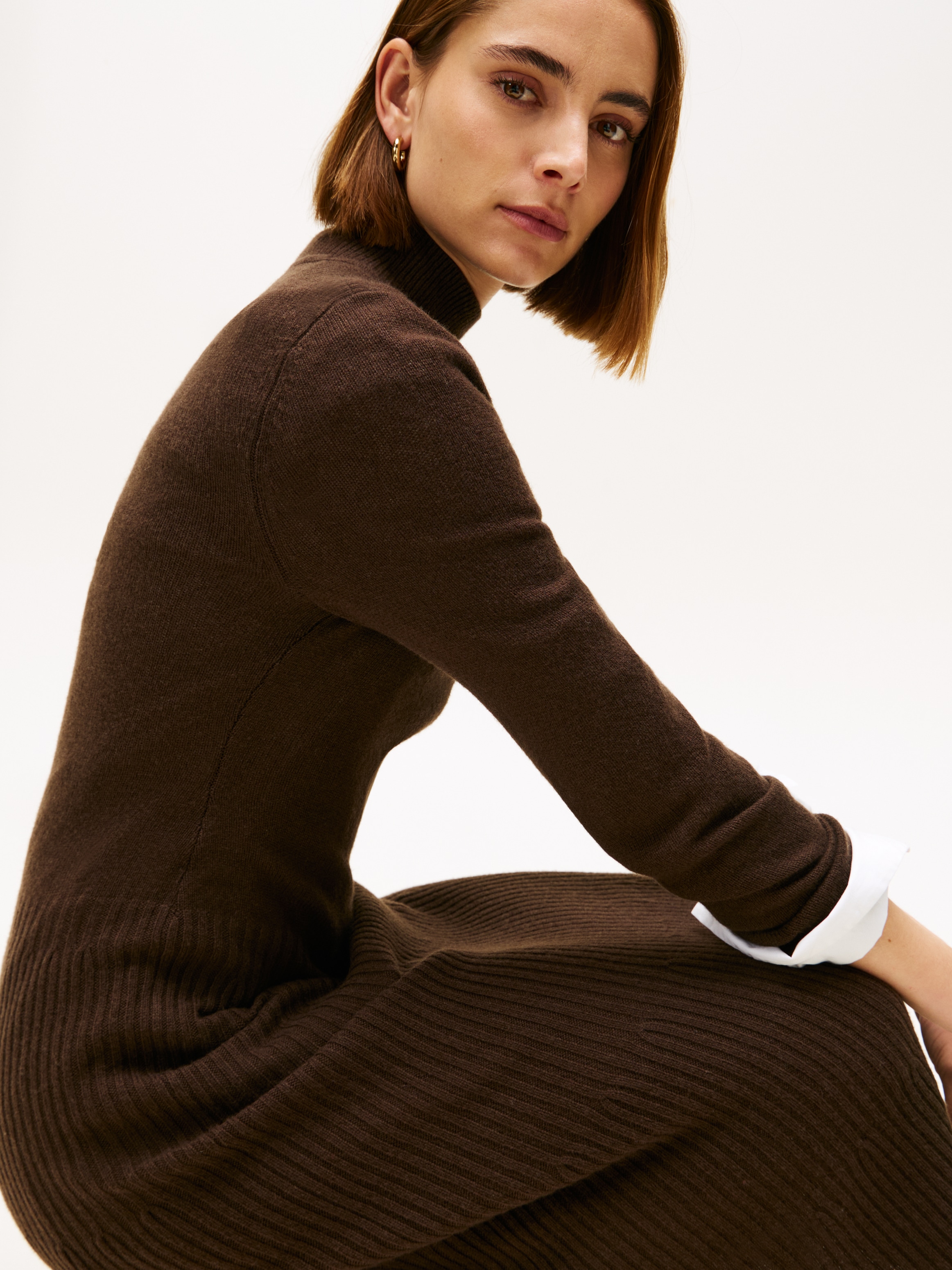 Tommy Hilfiger Strickkleid »SOFT WOOL LS MOCK-NK SWT DRESS« aus reiner Wolle