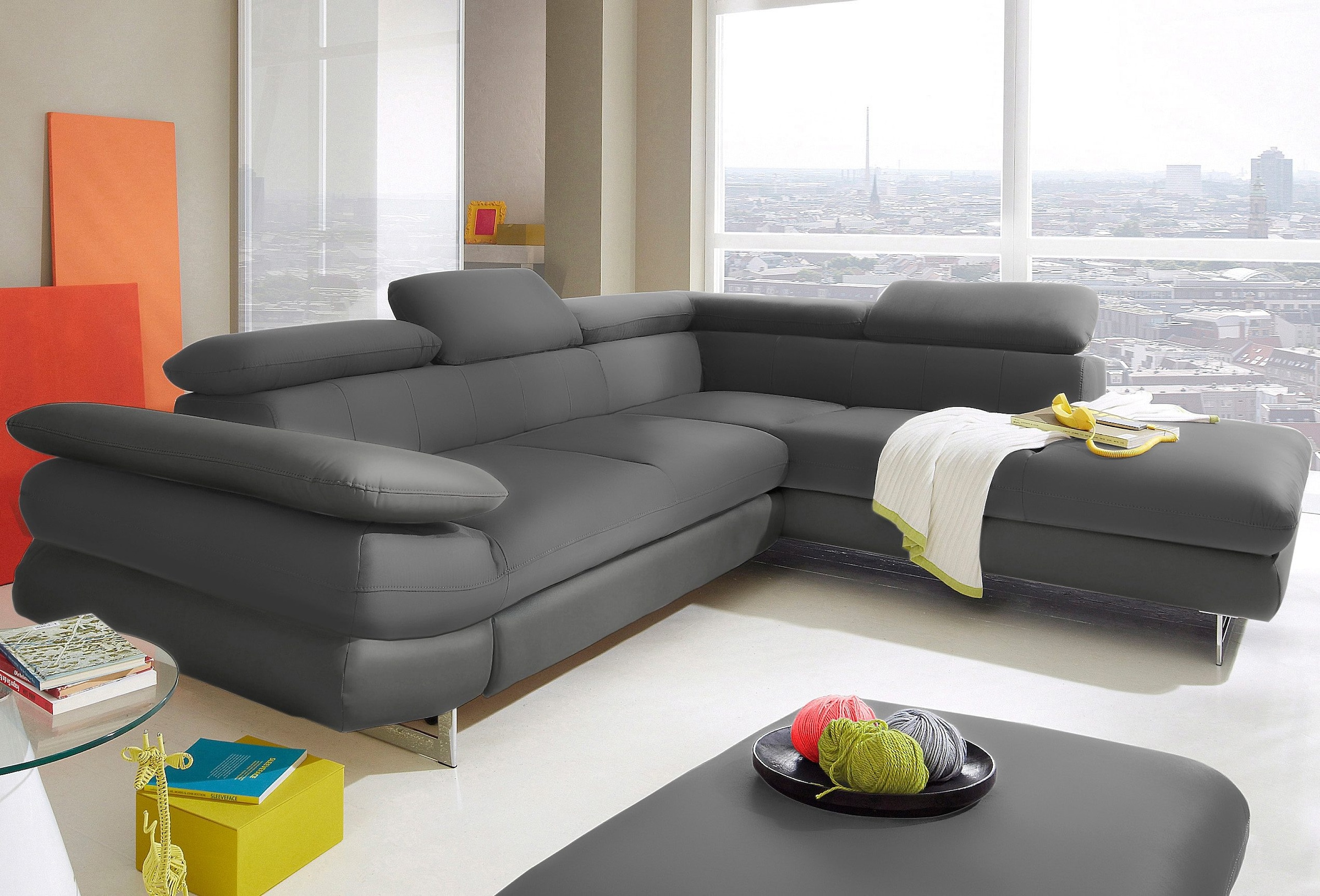 INOSIGN Ecksofa »Solution L-Form« mit Arm- & Kopfteilverstellung, wahlweise mit Bettfunktion