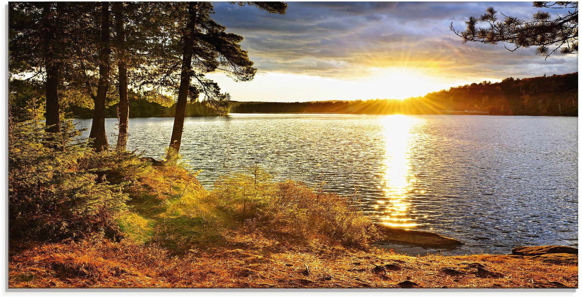 Artland Glasbild »Sonnenuntergang über See Algonquin Park«, Sonnenaufgang & -untergang, (1 St.), in verschiedenen Größen