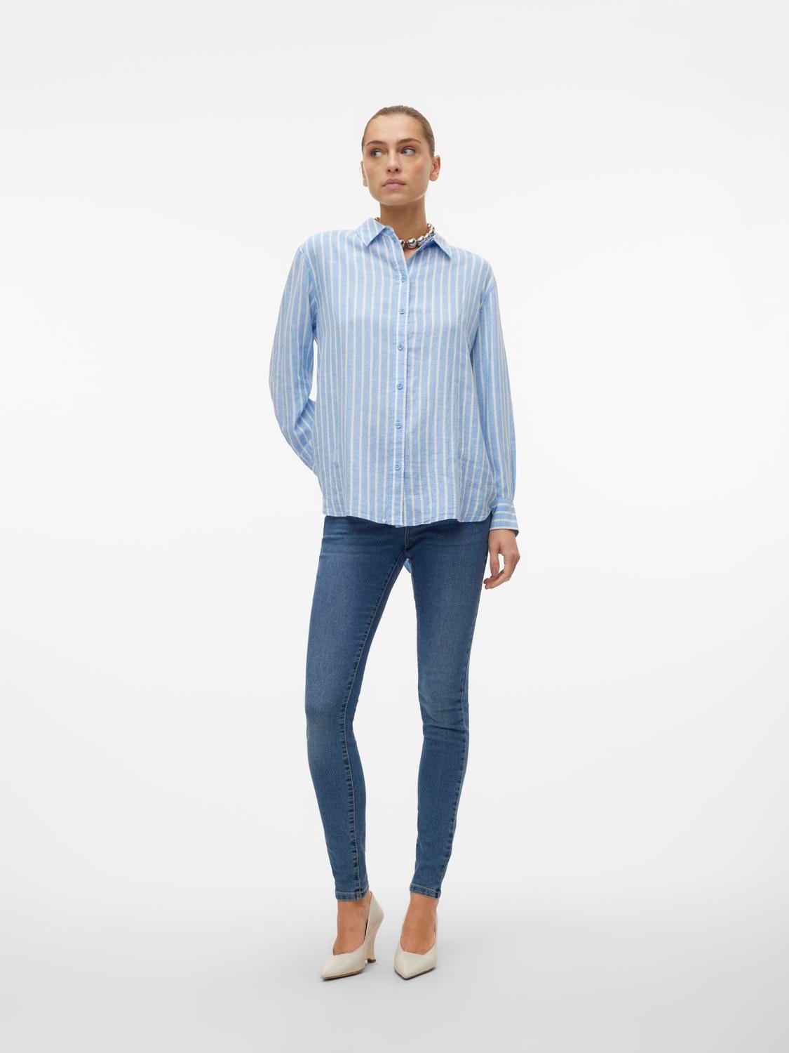 Vero Moda Hemdbluse »VMLINN LINEN LS SHIRT WVN NOOS«, hochwertige Qaulität mit Leinen