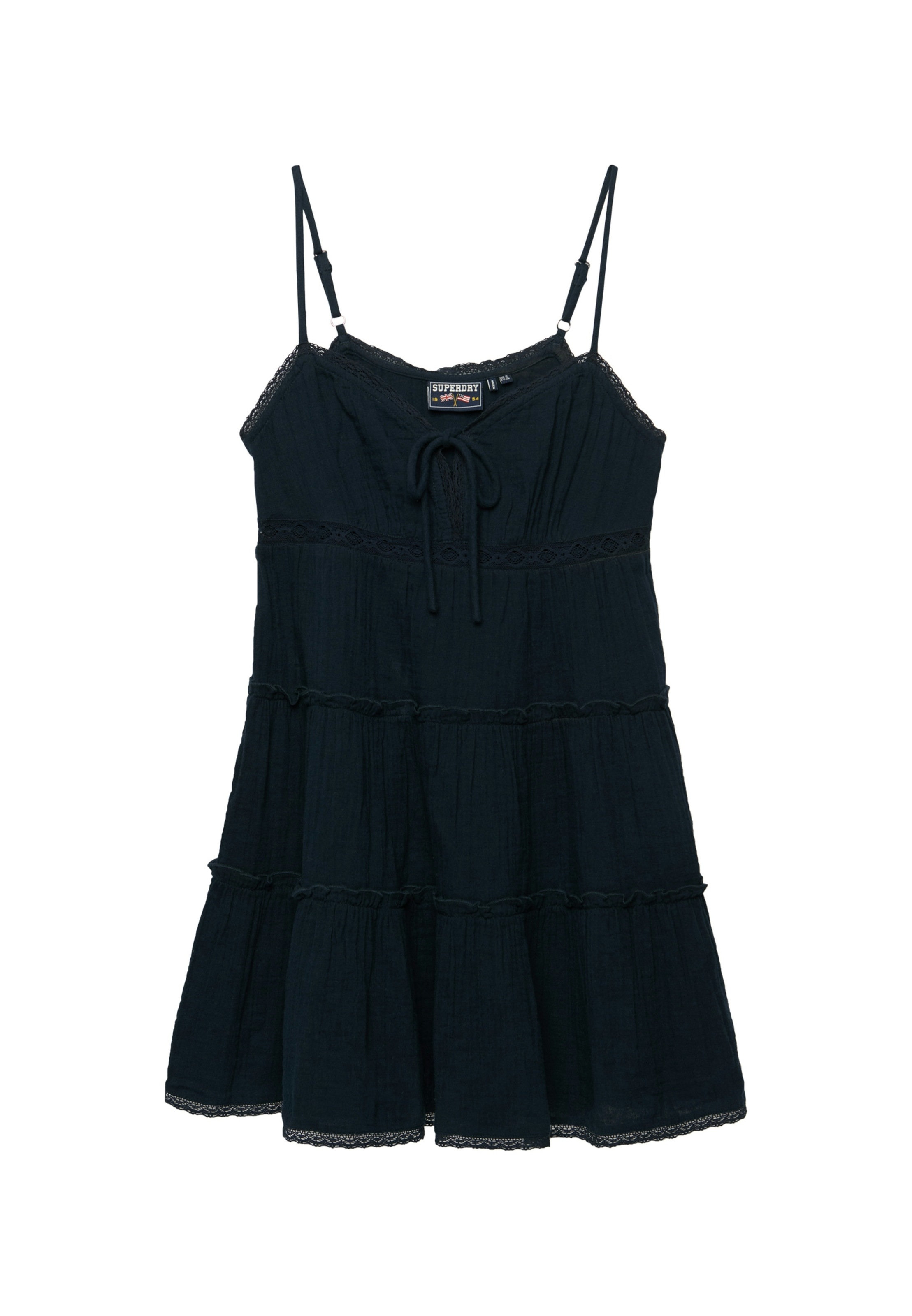Superdry Sommerkleid »CHEESECLOTH TIERED MINI DRESS« aus Baumwolle, Relaxed Fit, ohne Ärmel, pflegeleichtes Webmaterial