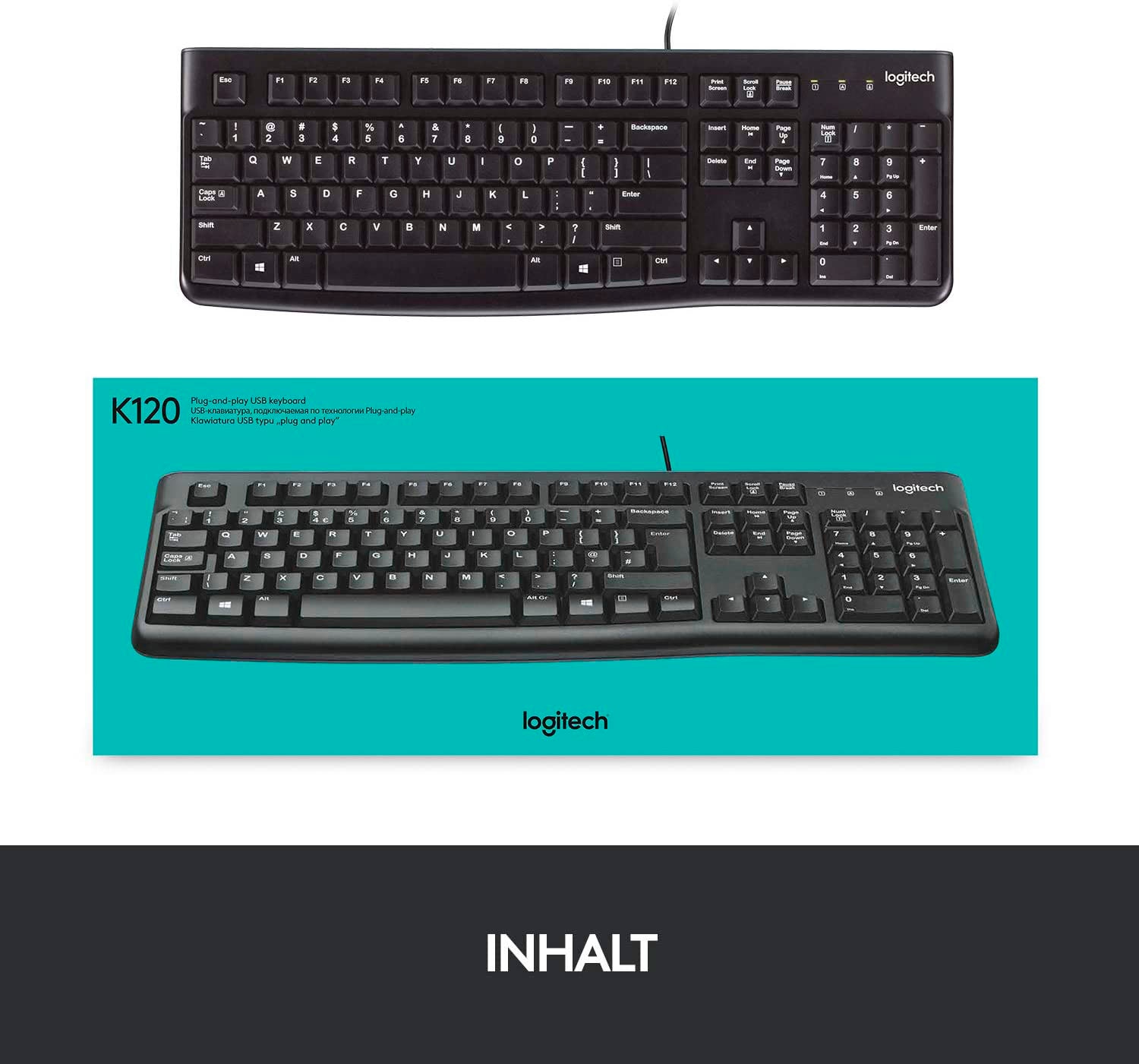 Logitech PC-Tastatur »Keyboard K120 - DE-Layout«, (Ziffernblock), Nummernblock