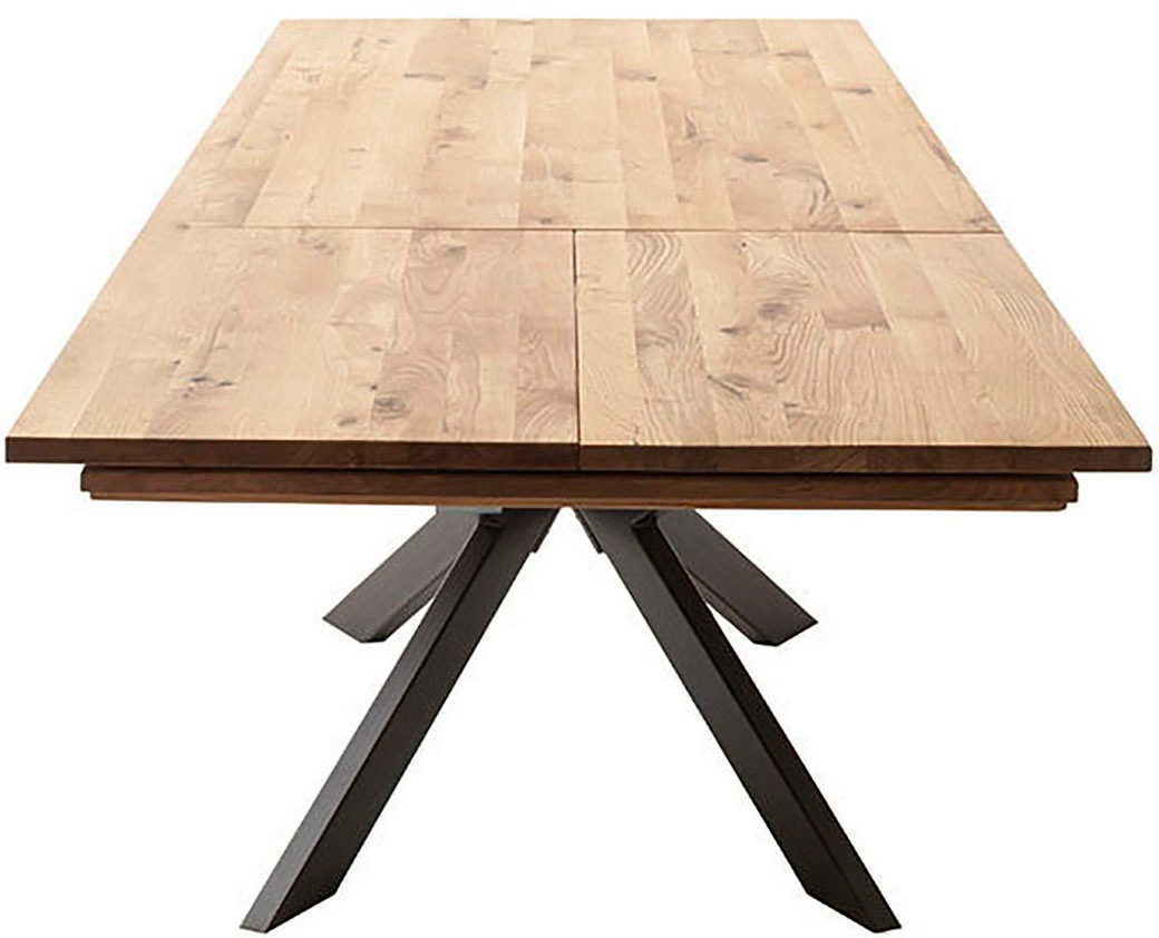 MCA furniture Esstisch »BARLETTA Auszugtisch 180-280 cm«, (Einzelstück), massiv,durchgehende Lamelle,aufgedoppelt,Metall,Tischplatte 5,0 cm
