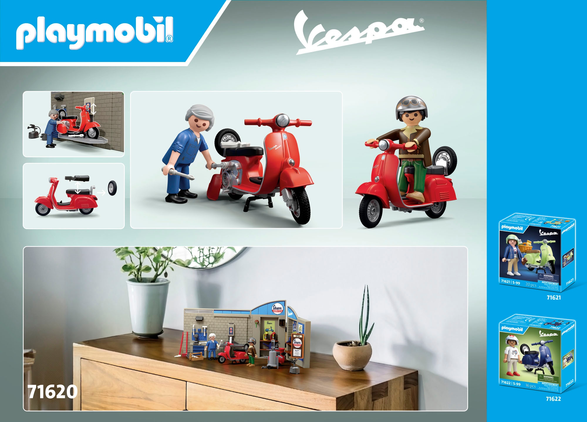 Playmobil® Konstruktions-Spielset »60s Vespa Garage (71620), Vespa«, (88 St.), Made in Europe