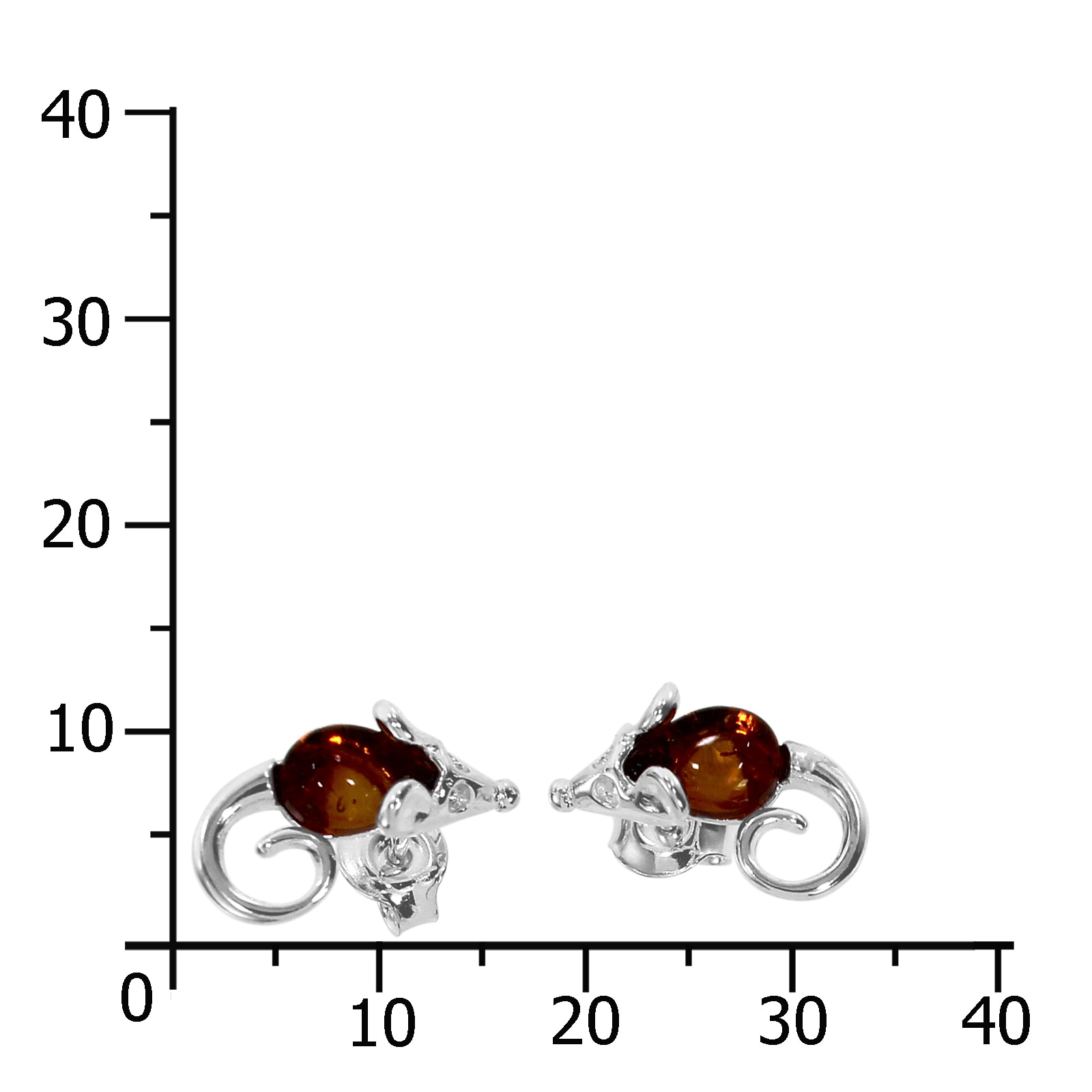 OSTSEE-SCHMUCK Paar Ohrstecker »- Maus - Silber 925/000 - Bernstein«
