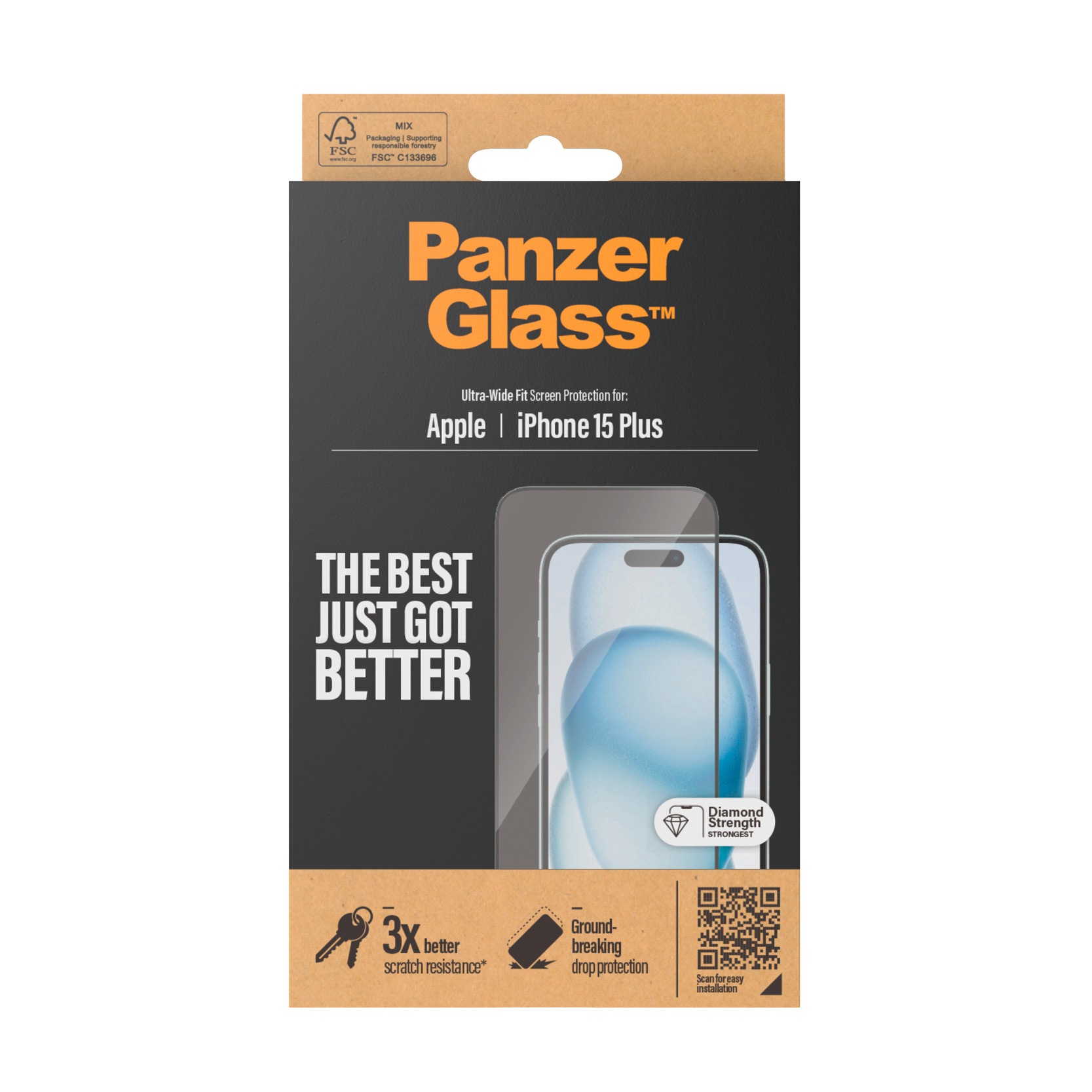 PanzerGlass Displayschutzglas »Ultra-Wide Fit Screen Protector für iPhone 15 Plus«, für Apple iPhone 15 Plus, Displayschutzfolie, Schutzfolie, Bildschirmschutz, kratz- & stoßfest
