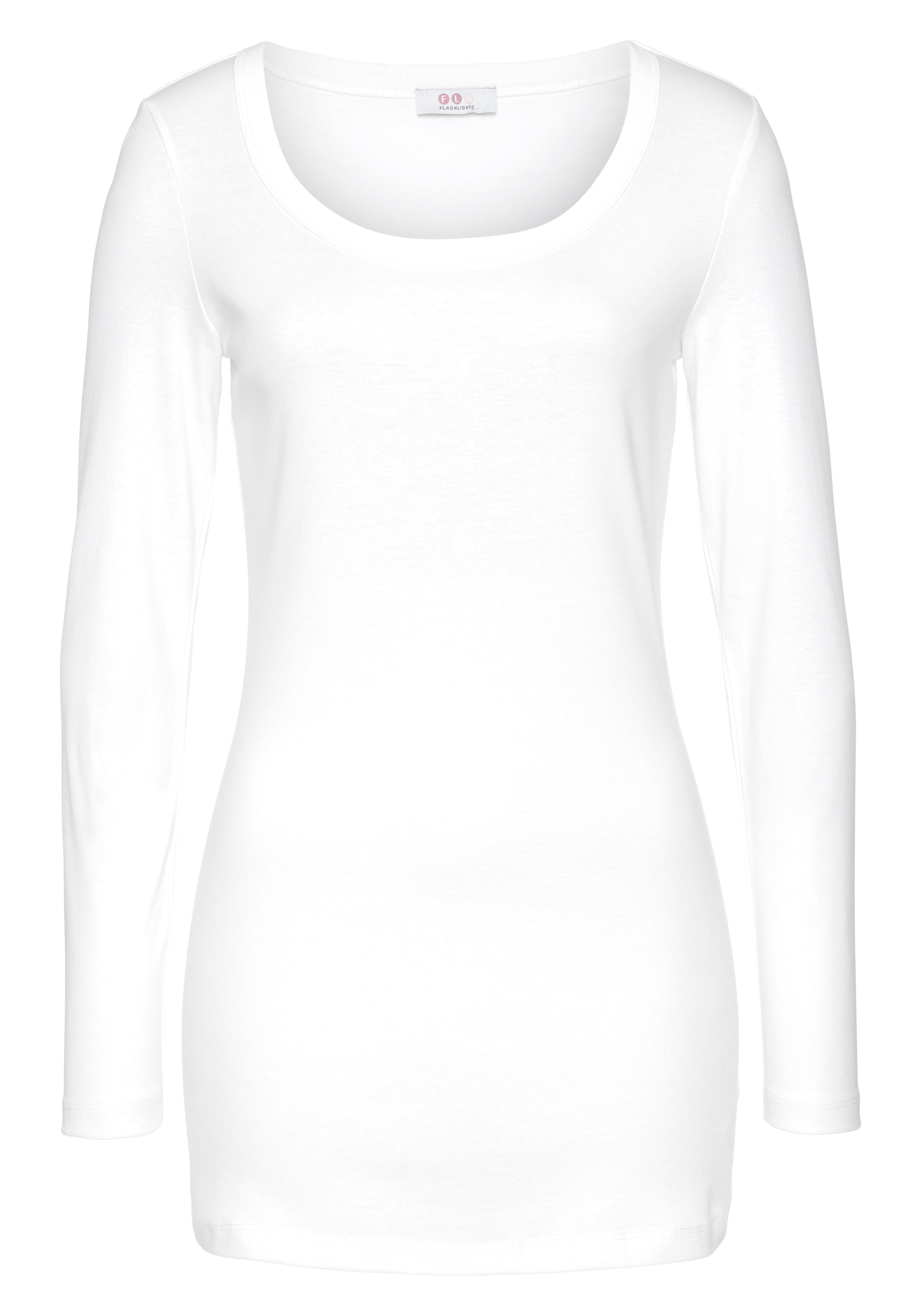 Flashlights Langarmshirt, (Packung, 2 tlg.), sehr figurbetonter Schnitt, Rundhalsausschnitt, aus 100% Baumwolle