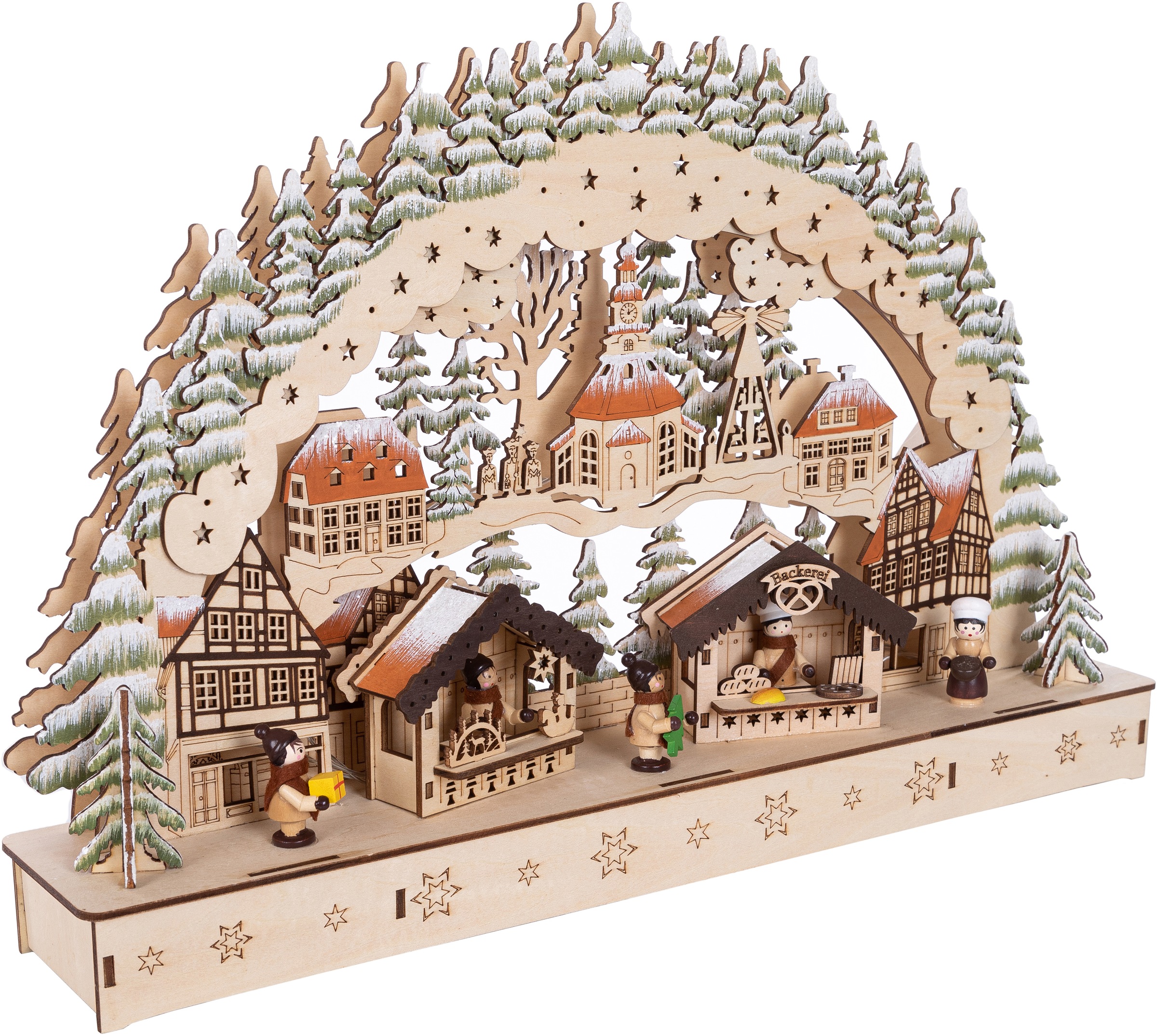 Myflair Möbel & Accessoires LED Schwibbogen »Weihnachtsdeko«, aus Holz, mit LED Beleuchtung, Höhe ca. 30 cm