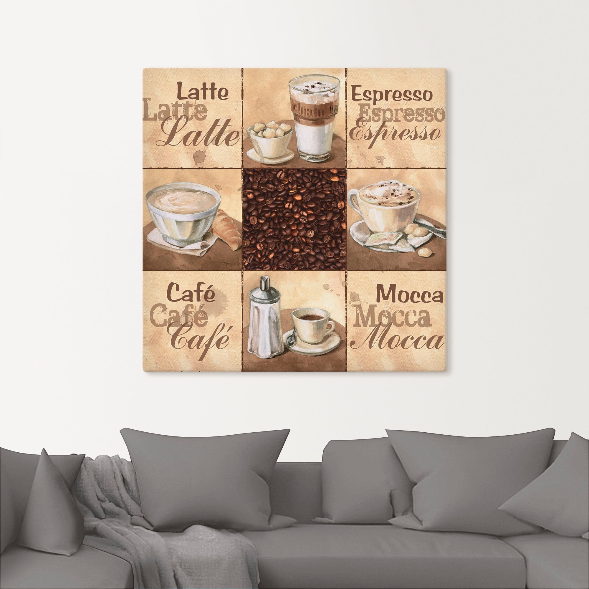 Artland Wandbild »Kaffee Collage II«, Getränke, (1 St.), als Alubild, Outdoorbild, Leinwandbild, Wandaufkleber, versch. Größen