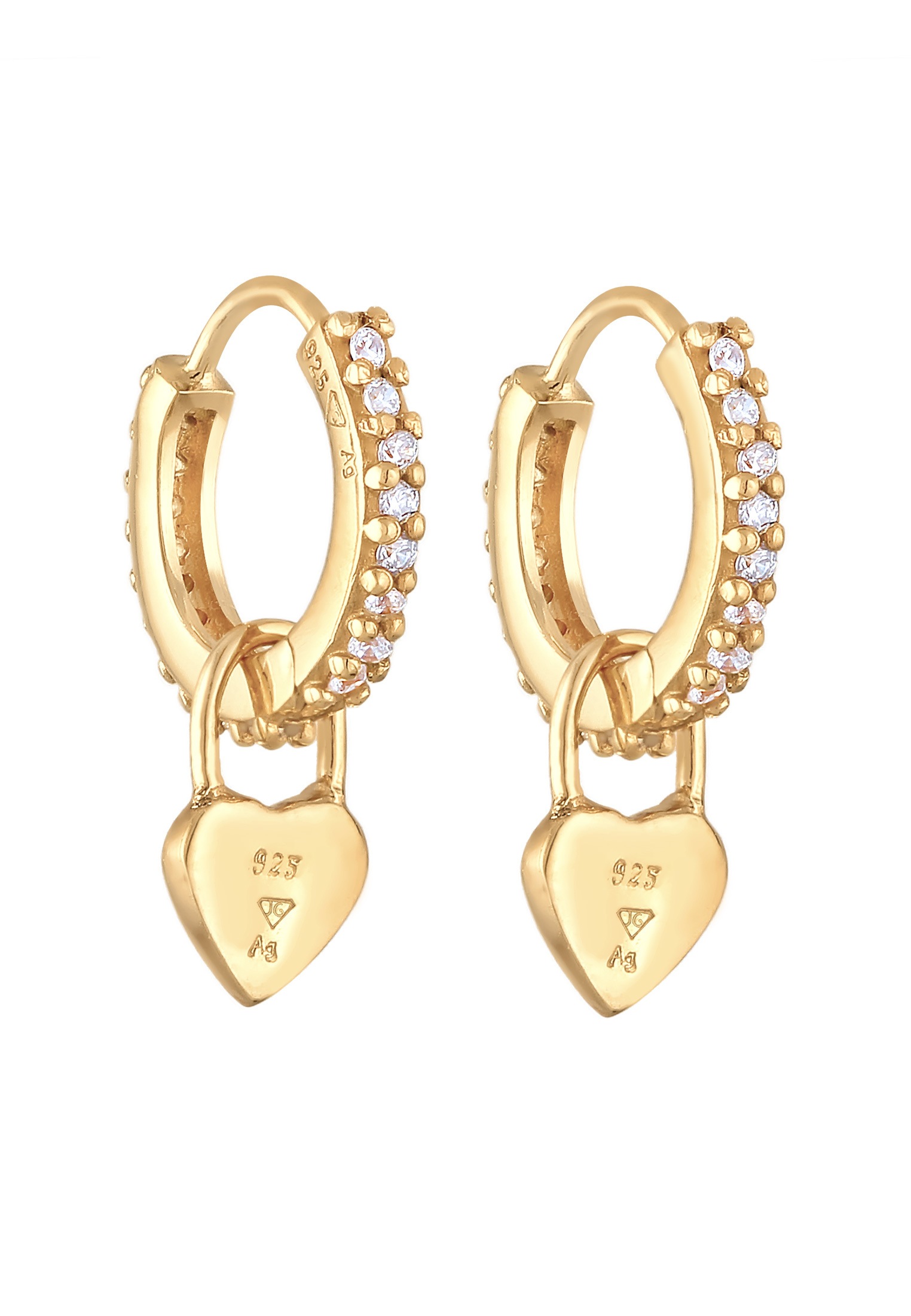 Elli Paar Creolen »Ohrringe Creolen Zirkonia Herzen Emaille 925 Silber«