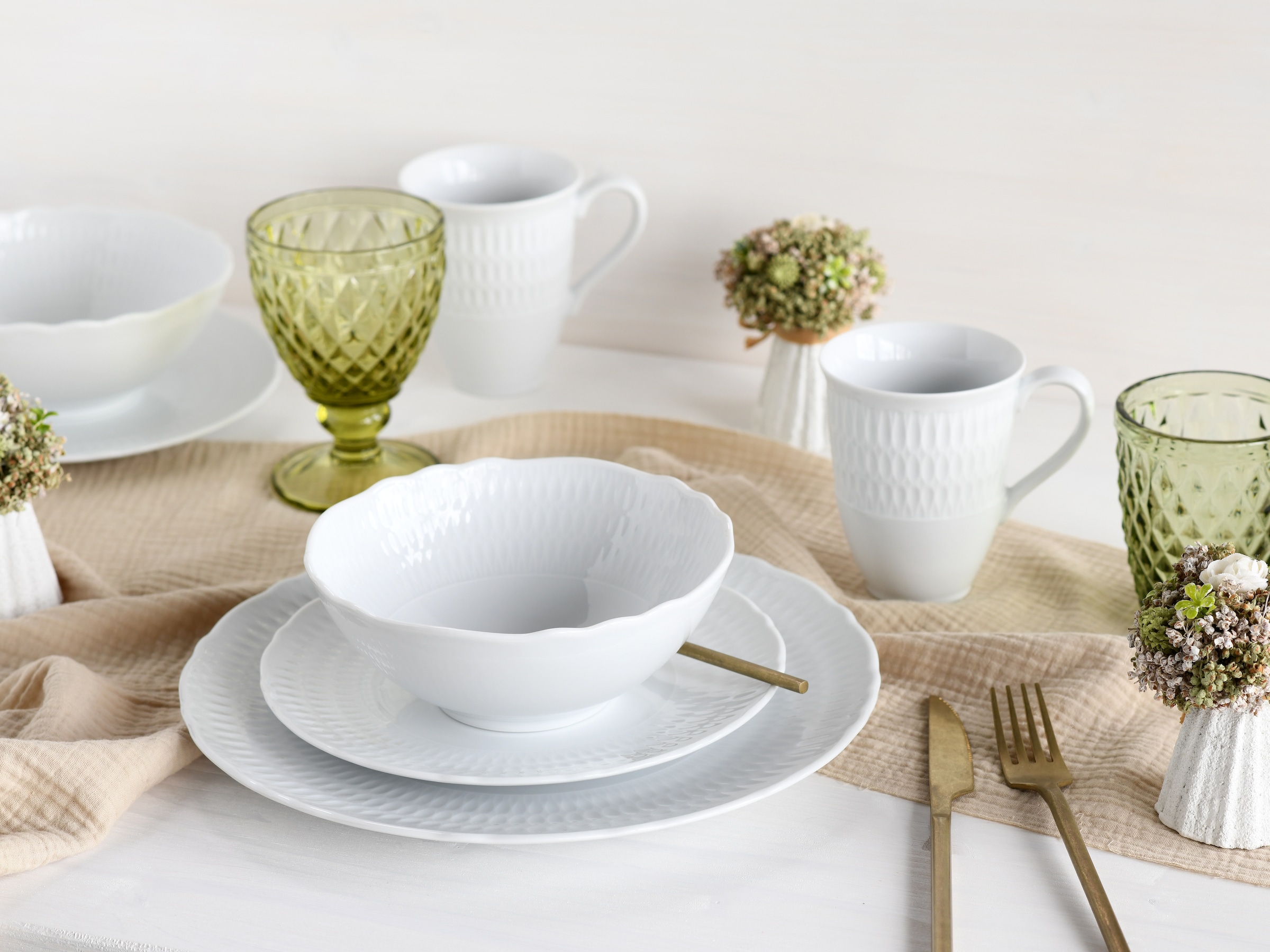 CreaTable Kombiservice »Sofia, Kombi-Service 16 tlg« Klassisch-elegantes Relief