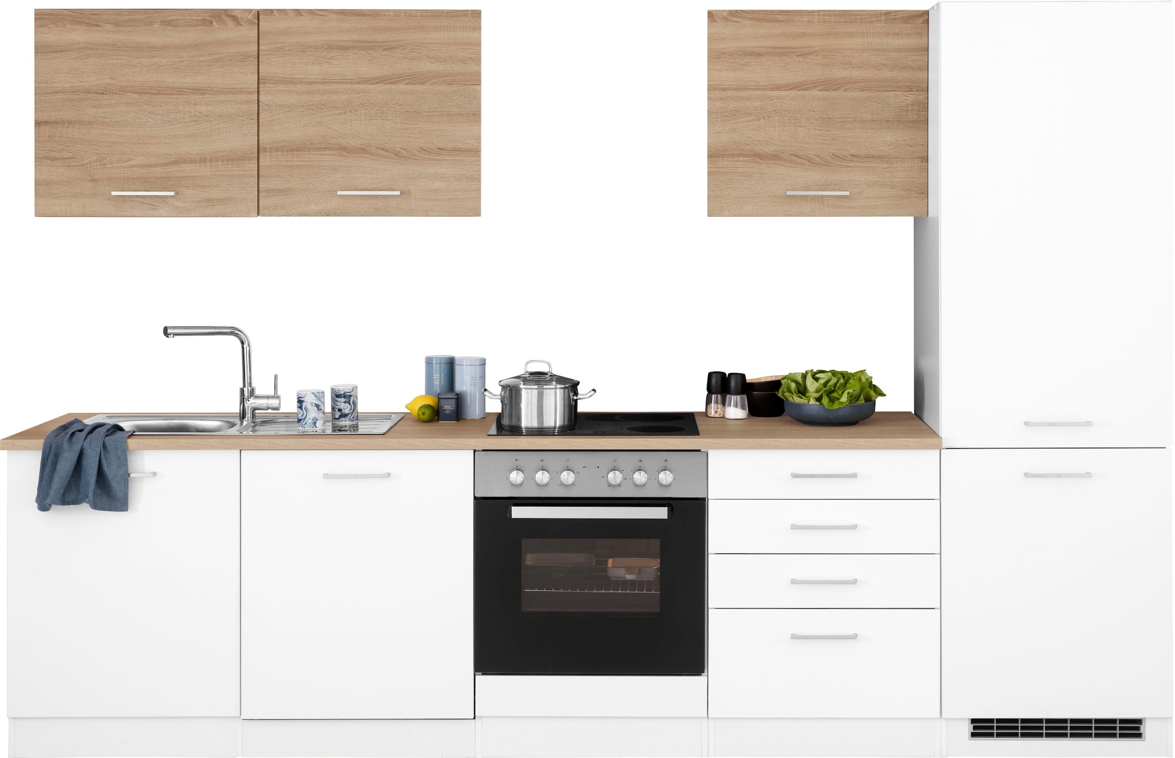 HELD MÖBEL Küchenzeile »Visby«, ohne E-Geräte, Breite 300 cm, für  Kühl/Gefrierkombination auf Raten kaufen | Tischplatten
