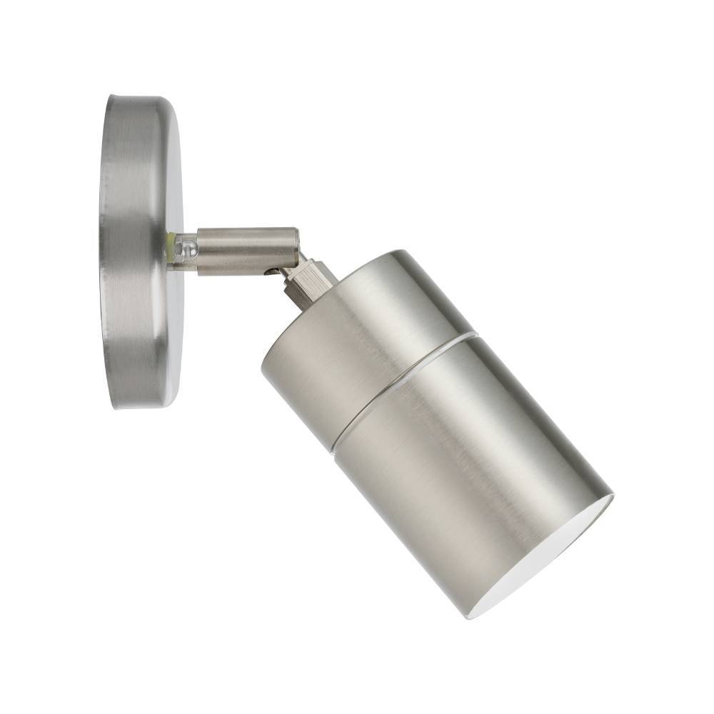 EGLO LED Außen-Wandleuchte »STOCKHOLM1 Spot, Wandspot, Außenleuchte, Eddelstahl, silber, IP44« GU10 1 Stk. Warmweiß Eckmontage möglich, GU10, Garten, Terrasse, Hauswand, Garage, 10cm