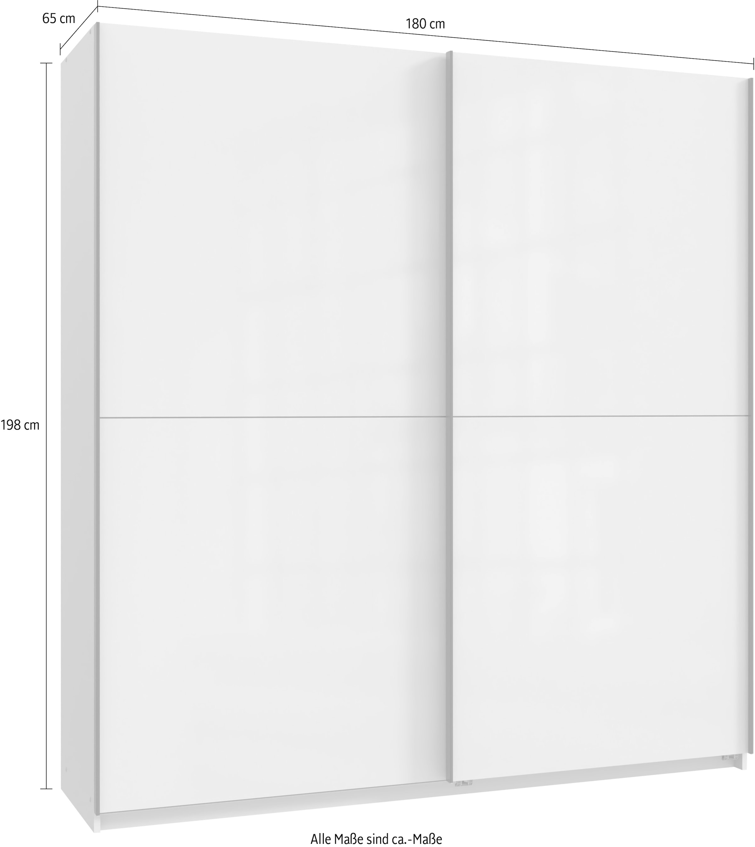 Wimex Kleiderschrank »Mugano, B/T/H 135 oder 180/65/198cm, Made in Germany«, (wähle Deine Ausstattung: Basic oder Premium!), 2 Schwebetüren mit oder ohne Spiegel, Metallgriffe