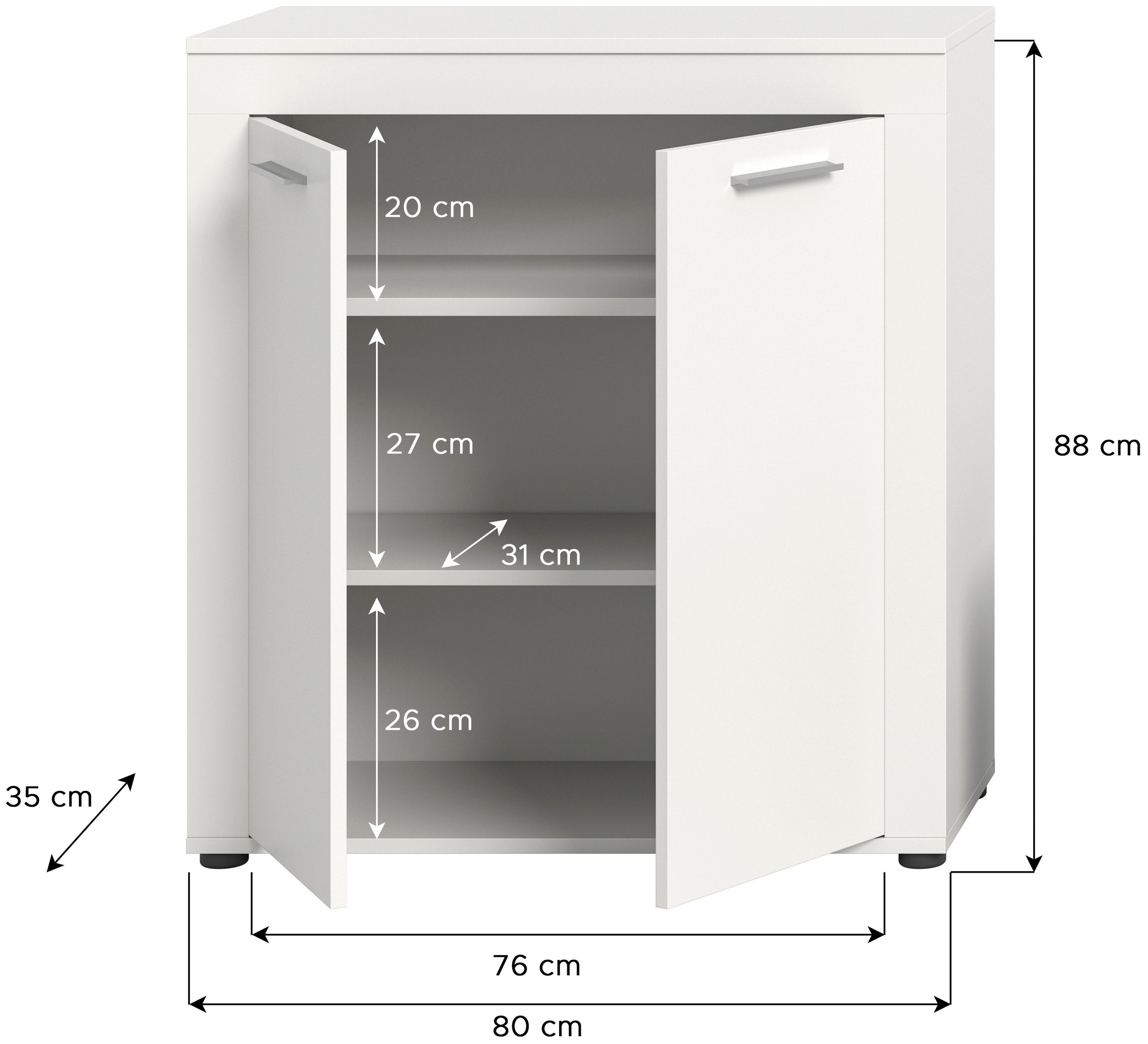 INOSIGN Highboard »Aosta, Höhe 88 cm, in verschiedenen Farbausführungen«, mit 2 Türen und 3 Fächern, Wohnzimmer, Kommode, Schrank