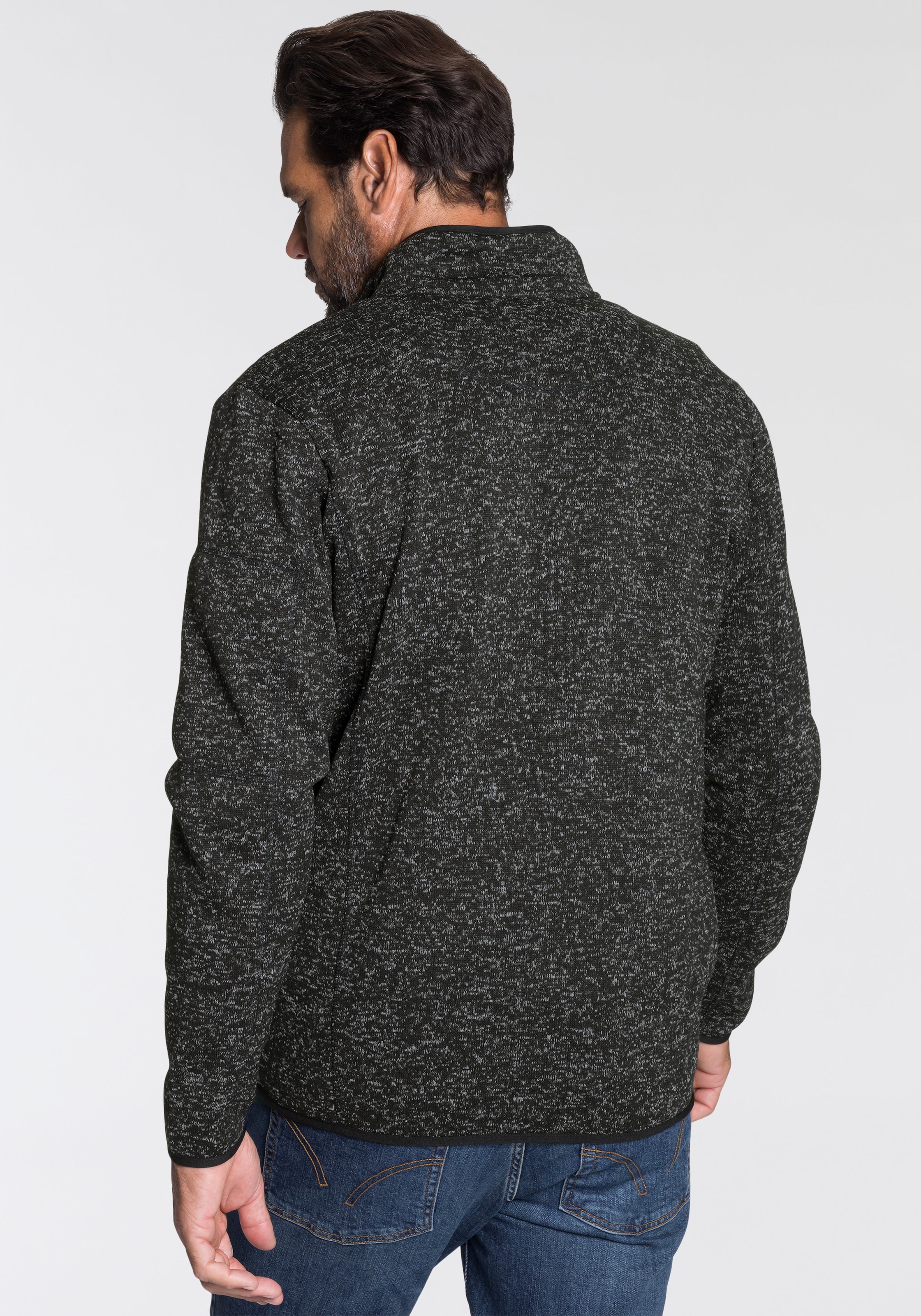 Man's World Strickfleecejacke, für die Übergangszeit, mit Reißverschlusstaschen, mit Stehkragen