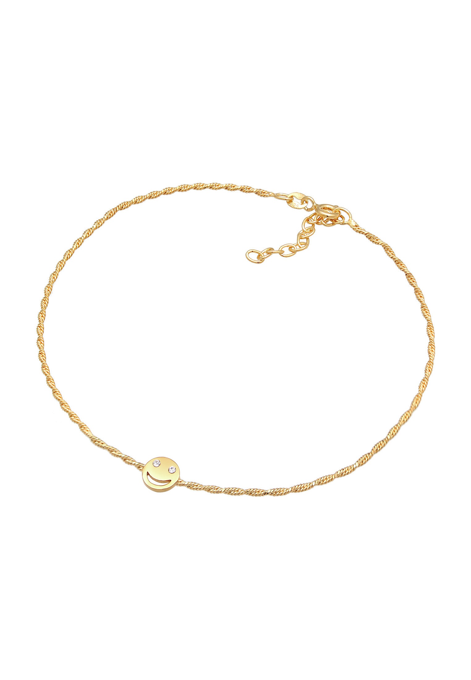 Elli Fußkette »Fußschmuck mit Smile Face Kristalle 925 Silber«