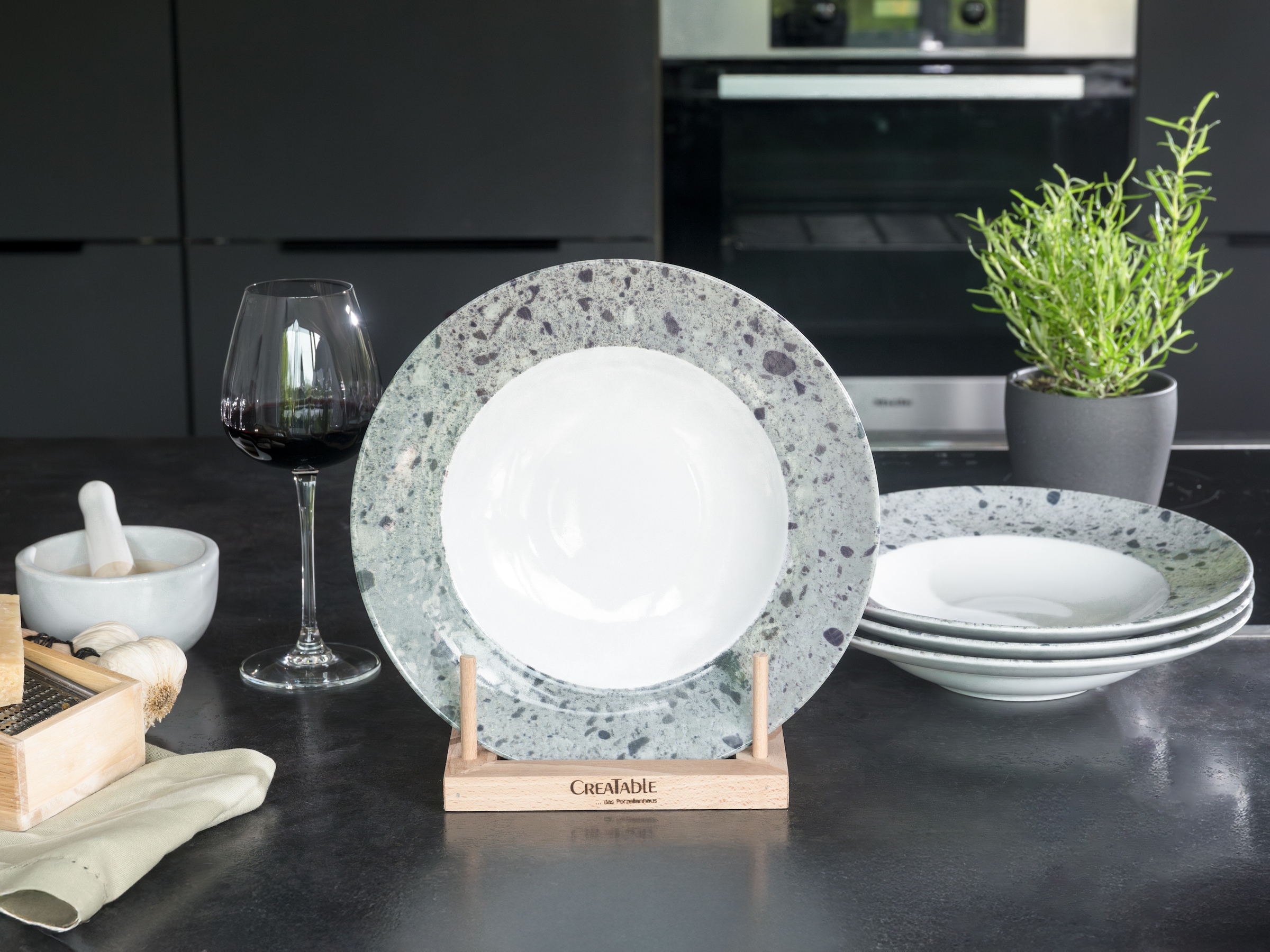 CreaTable Pastateller »Stone Collection Florenz, Teller Set, 4-tlg.« Italienische Eleganz, Vielseitig einsetzbar