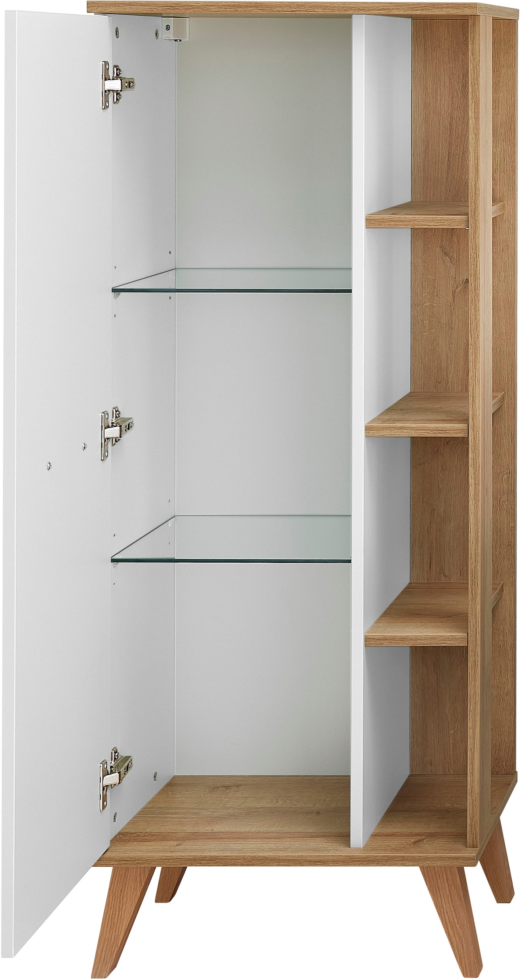 Saphir Badmöbel-Set »Quickset Mineralmarmor-Waschtisch mit LED-Spiegel, Unterschrank« 7 Stk. tlg.