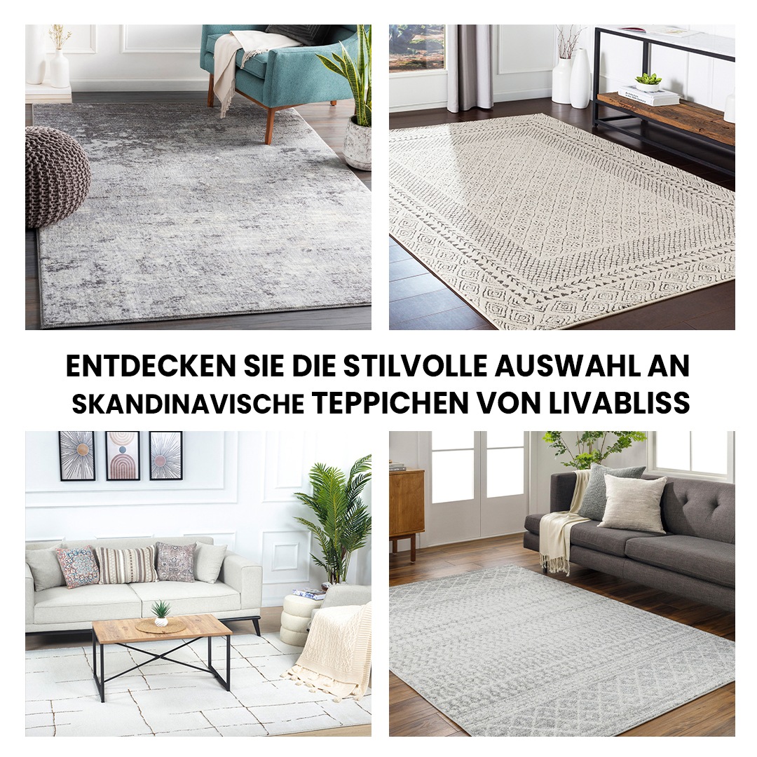 Livabliss Teppich »MONACO«, rechteckig, 14 mm Höhe, Skandinavischer Teppich, Kurzflor Boho-Wohnzimmerteppich