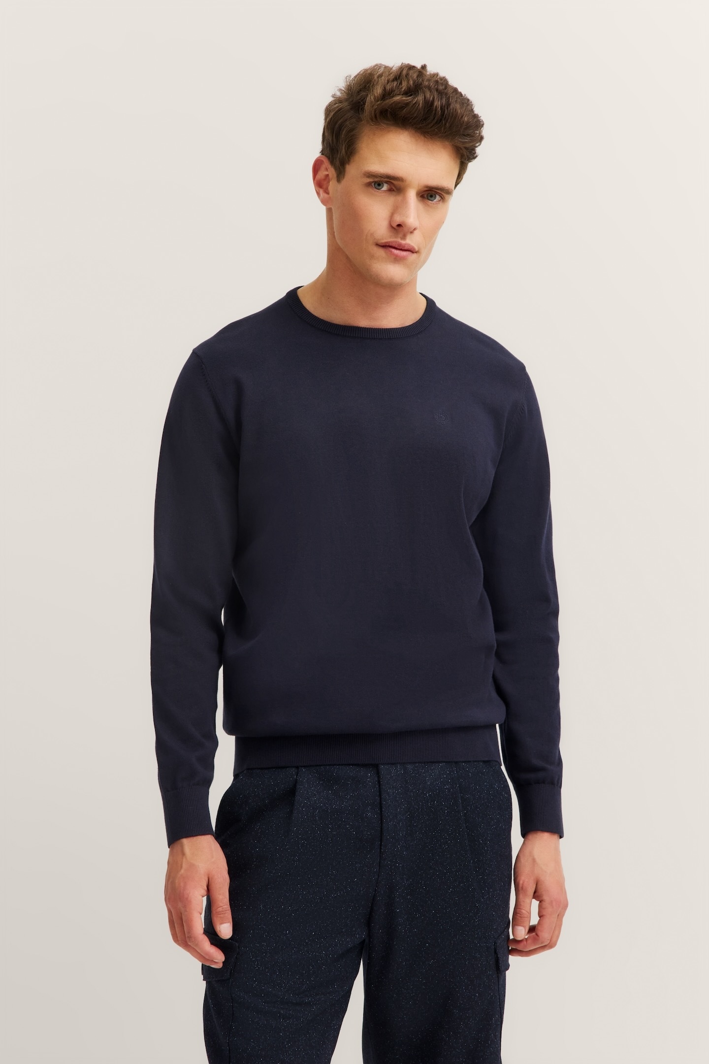 bugatti Rundhalspullover »Basic Essential« aus reiner Baumwolle